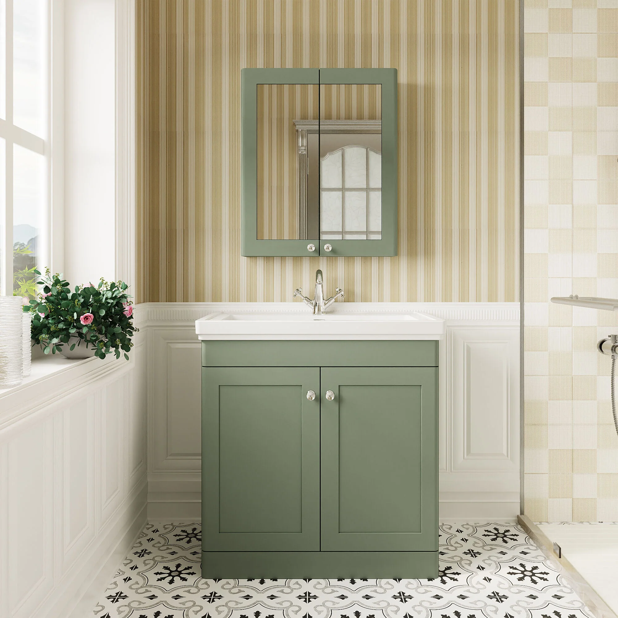 Swynnerton Traditional Floor Standing Vanity Basin Unit with 1 Tap Hole Ceramic Basin - Choice of Size and Finish - Image 14