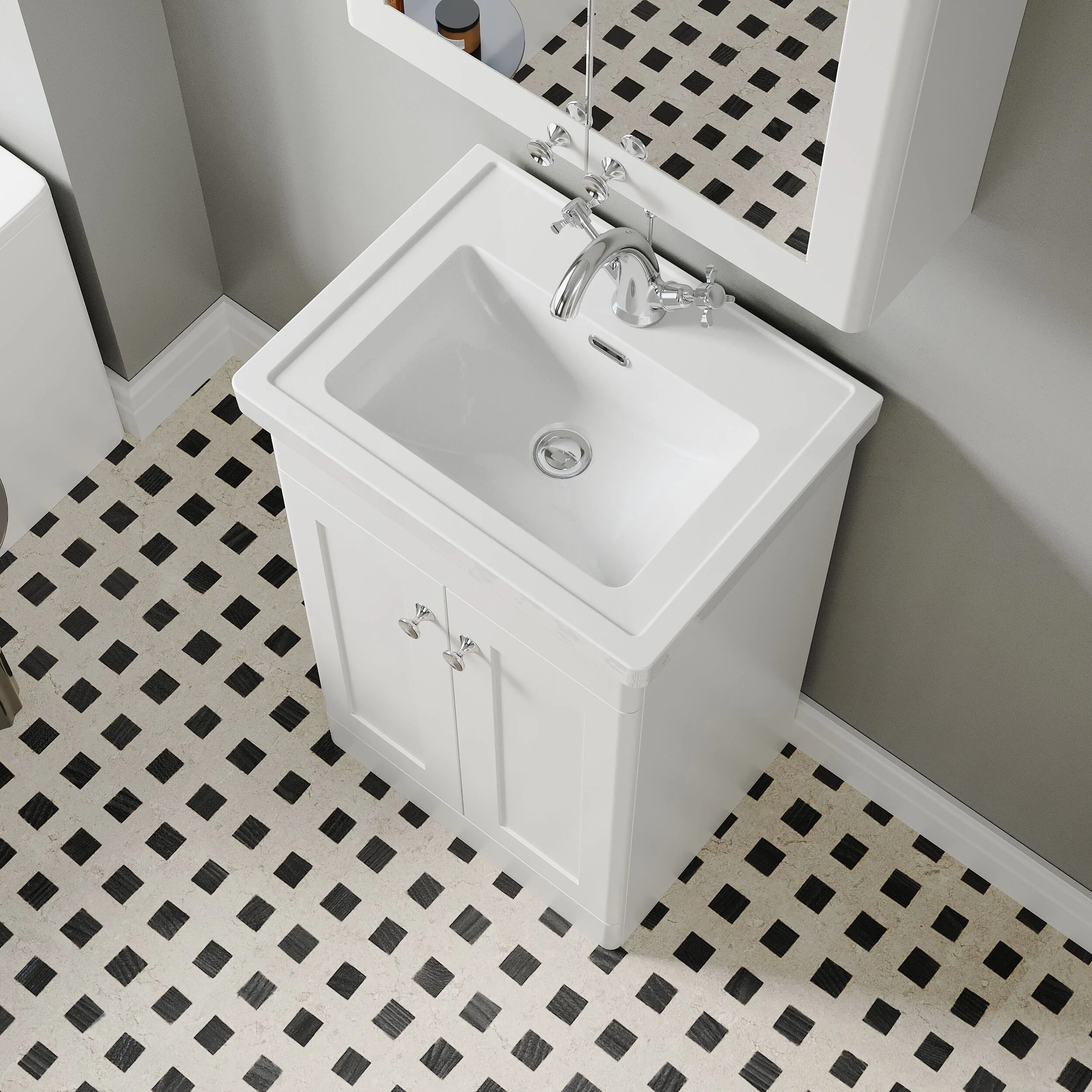 Swynnerton Traditional Floor Standing Vanity Basin Unit with 1 Tap Hole Ceramic Basin - Choice of Size and Finish - Image 15