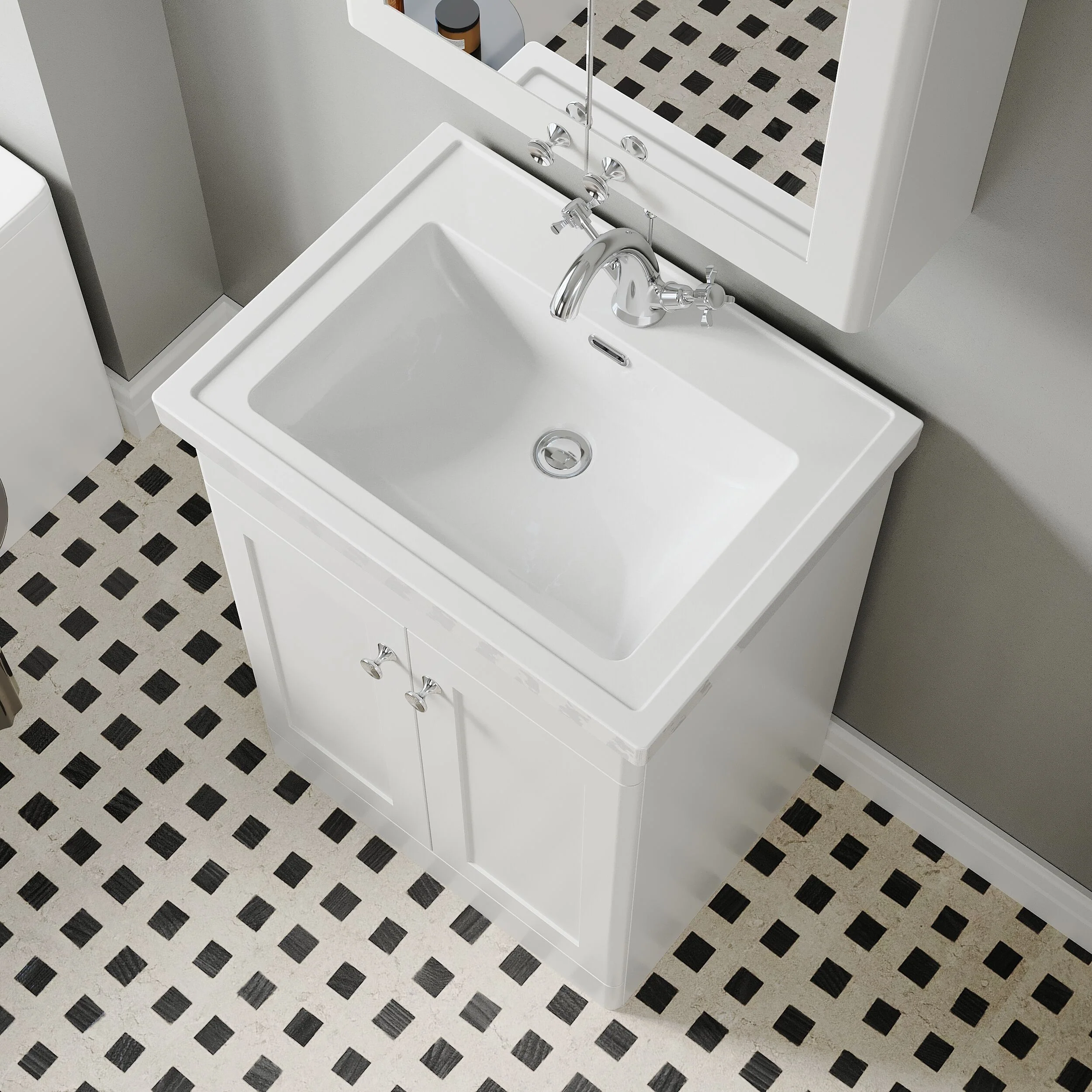 Swynnerton Traditional Floor Standing Vanity Basin Unit with 1 Tap Hole Ceramic Basin - Choice of Size and Finish - Image 16