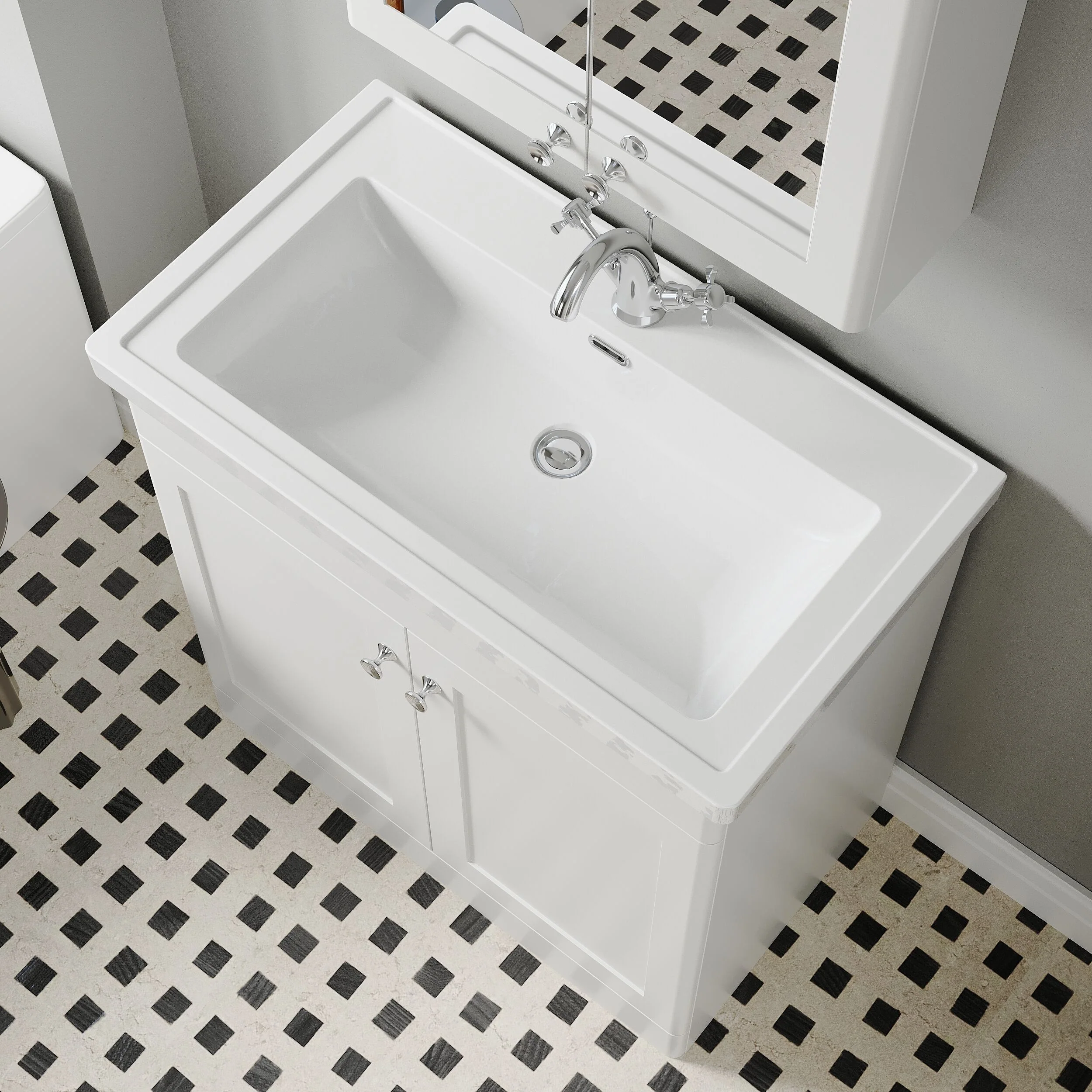 Swynnerton Traditional Floor Standing Vanity Basin Unit with 1 Tap Hole Ceramic Basin - Choice of Size and Finish - Image 17