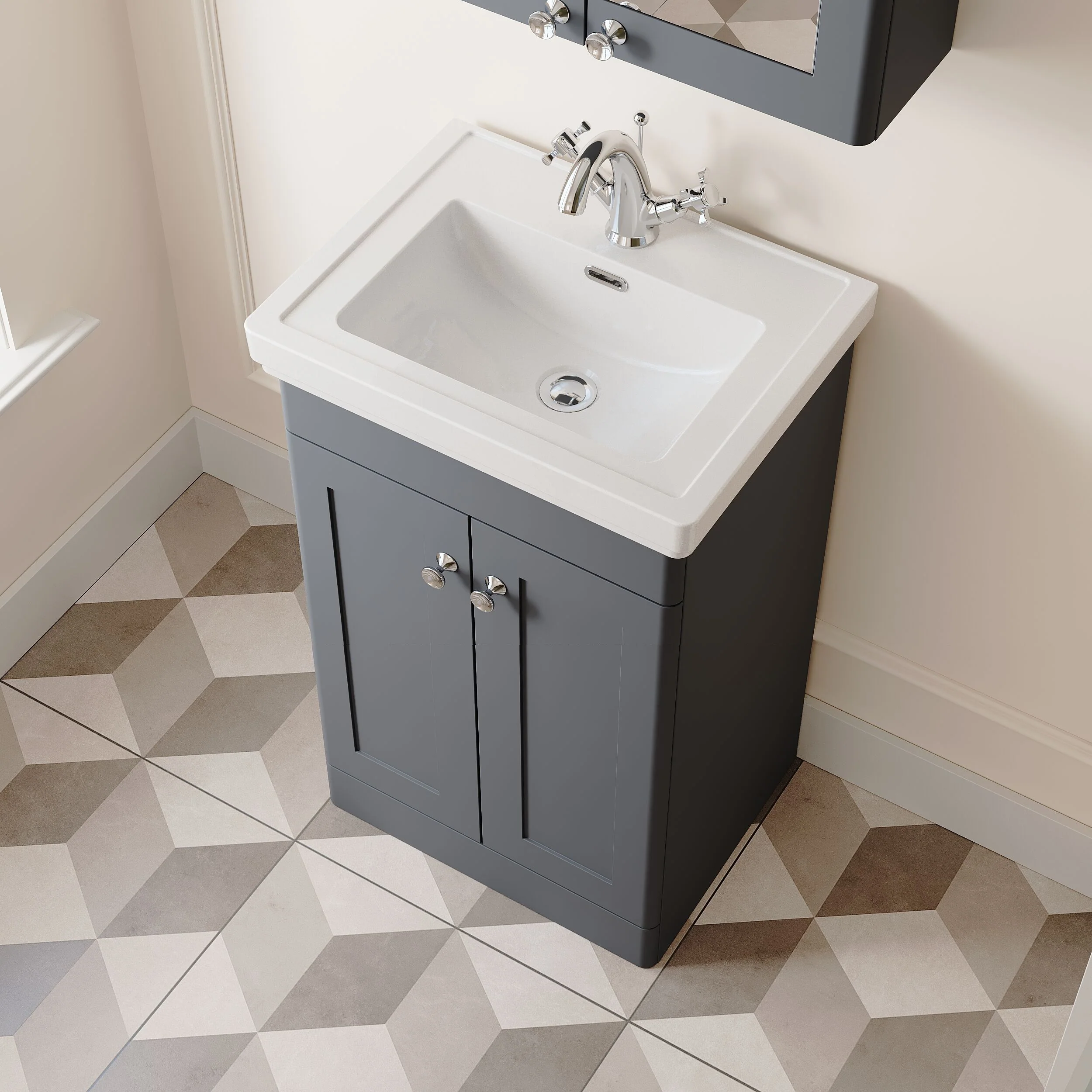 Swynnerton Traditional Floor Standing Vanity Basin Unit with 1 Tap Hole Ceramic Basin - Choice of Size and Finish - Image 18