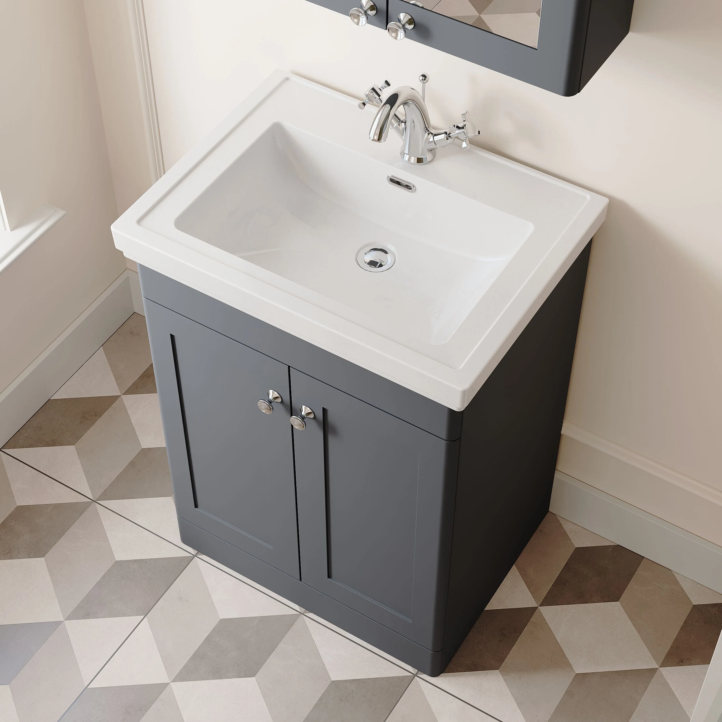 Swynnerton Traditional Floor Standing Vanity Basin Unit with 1 Tap Hole Ceramic Basin - Choice of Size and Finish - Image 19