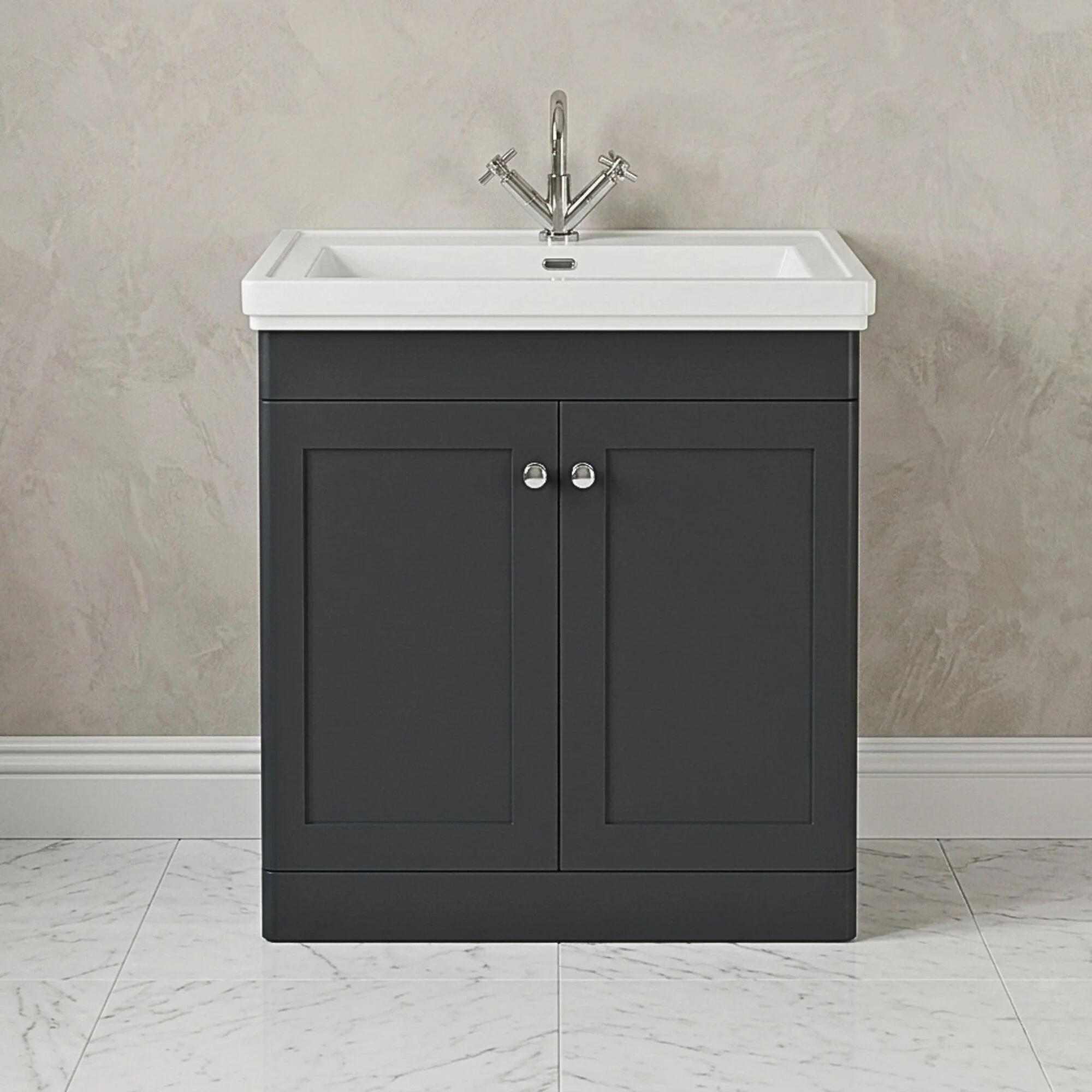Swynnerton Traditional Floor Standing Vanity Basin Unit with 1 Tap Hole Ceramic Basin - Choice of Size and Finish - Image 2
