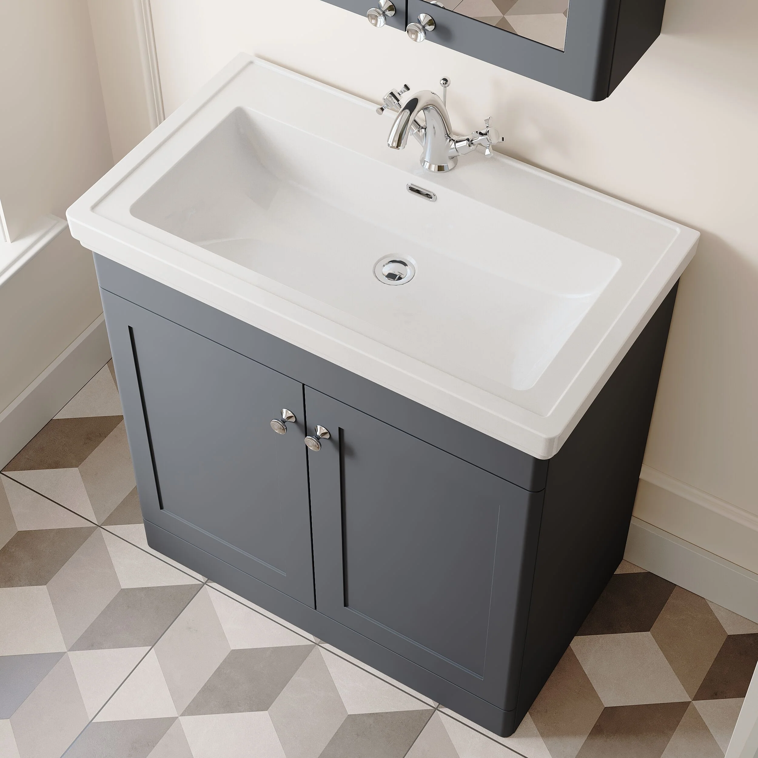 Swynnerton Traditional Floor Standing Vanity Basin Unit with 1 Tap Hole Ceramic Basin - Choice of Size and Finish - Image 20