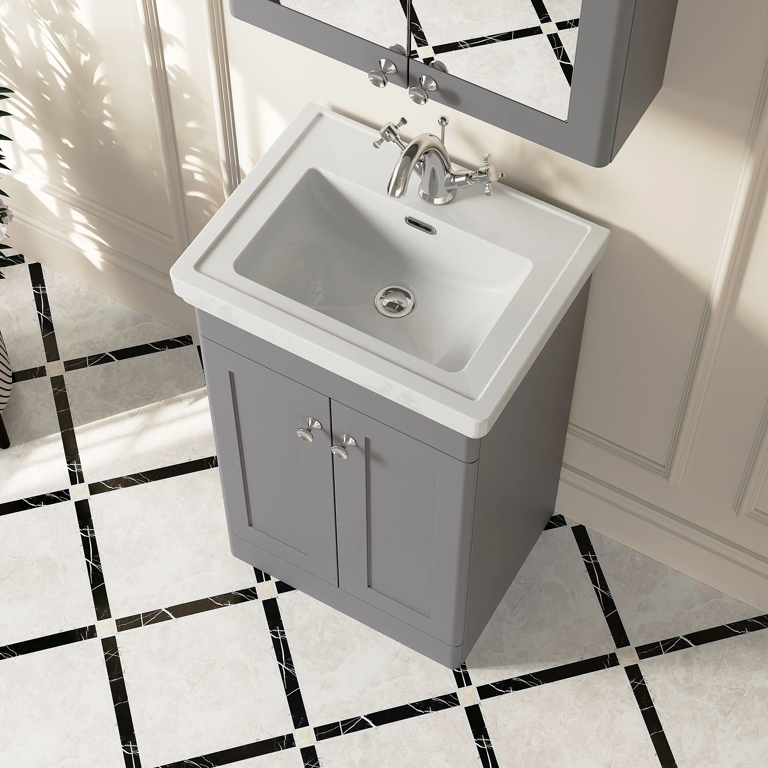 Swynnerton Traditional Floor Standing Vanity Basin Unit with 1 Tap Hole Ceramic Basin - Choice of Size and Finish - Image 21