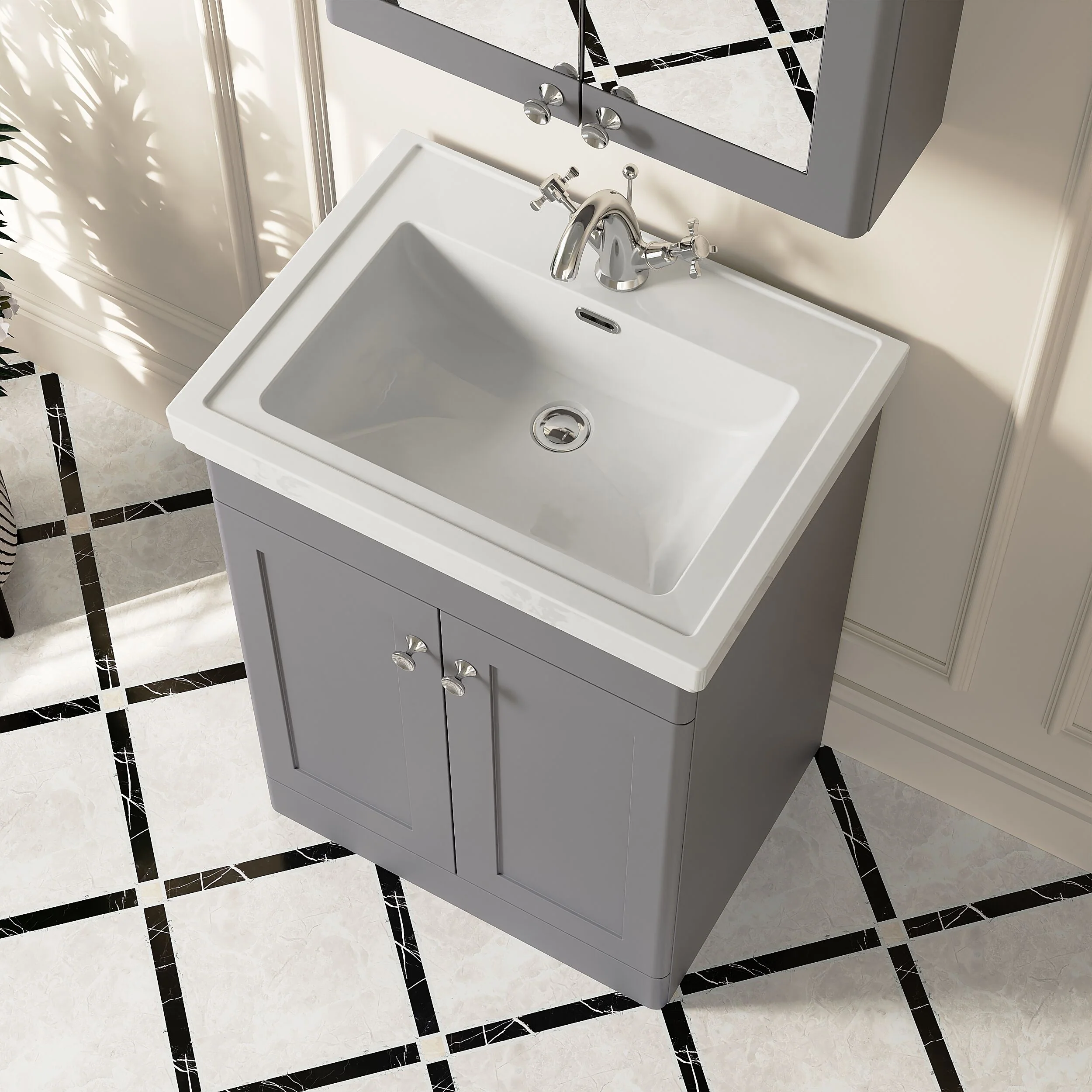 Swynnerton Traditional Floor Standing Vanity Basin Unit with 1 Tap Hole Ceramic Basin - Choice of Size and Finish - Image 22