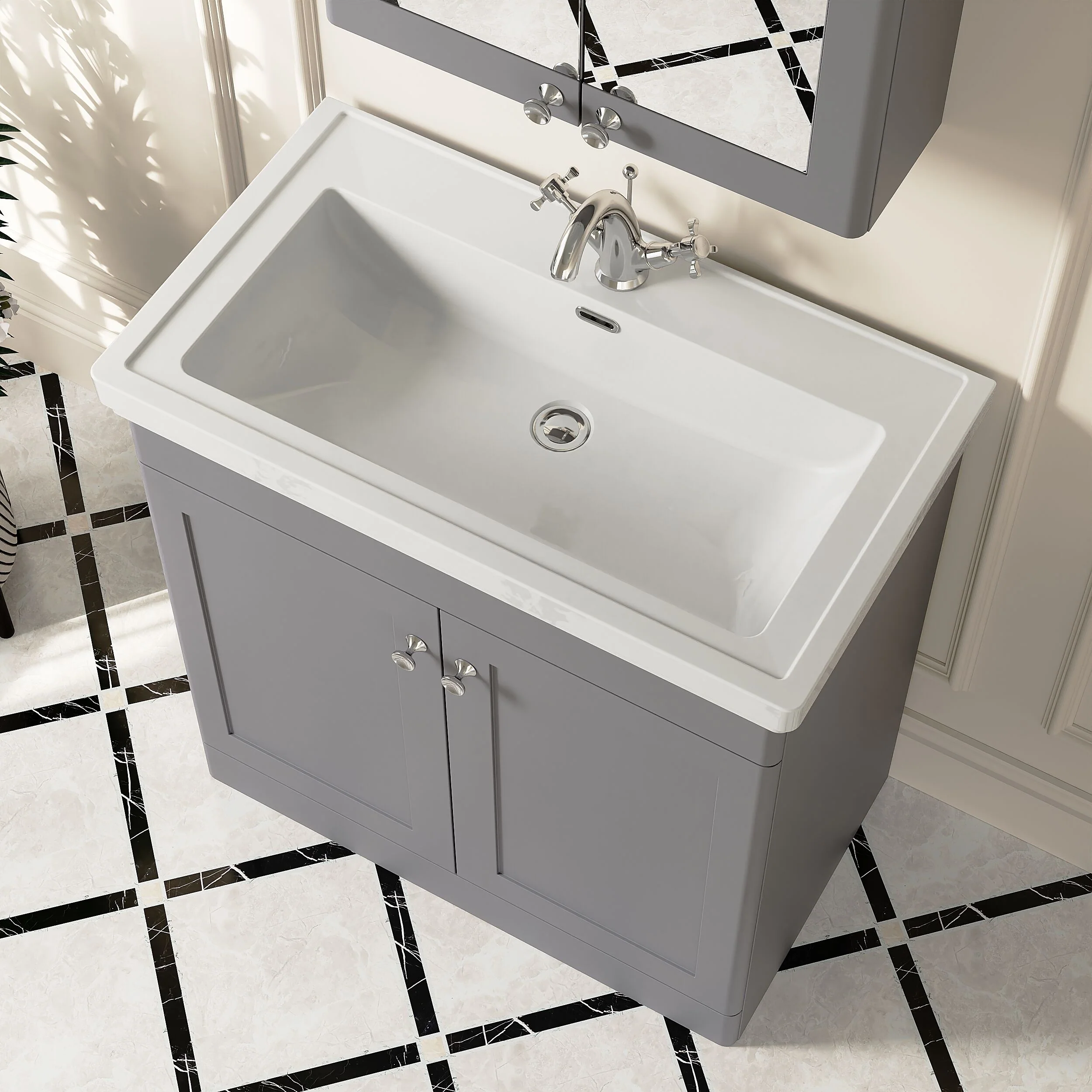 Swynnerton Traditional Floor Standing Vanity Basin Unit with 1 Tap Hole Ceramic Basin - Choice of Size and Finish - Image 23
