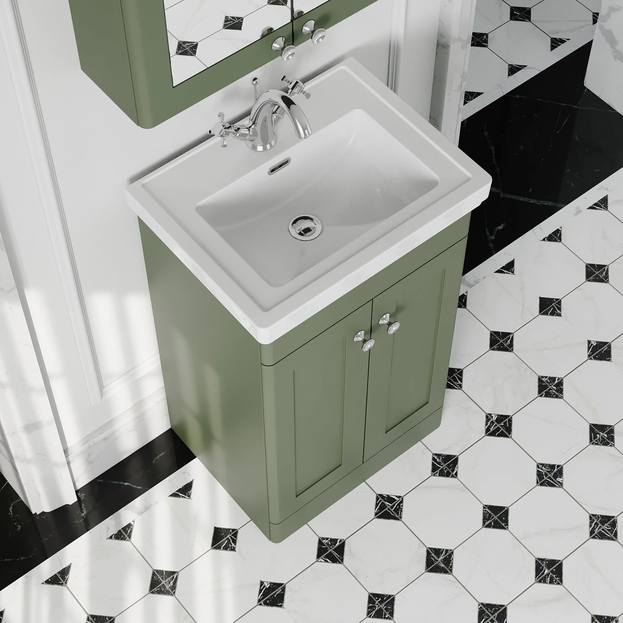 Swynnerton Traditional Floor Standing Vanity Basin Unit with 1 Tap Hole Ceramic Basin - Choice of Size and Finish - Image 24