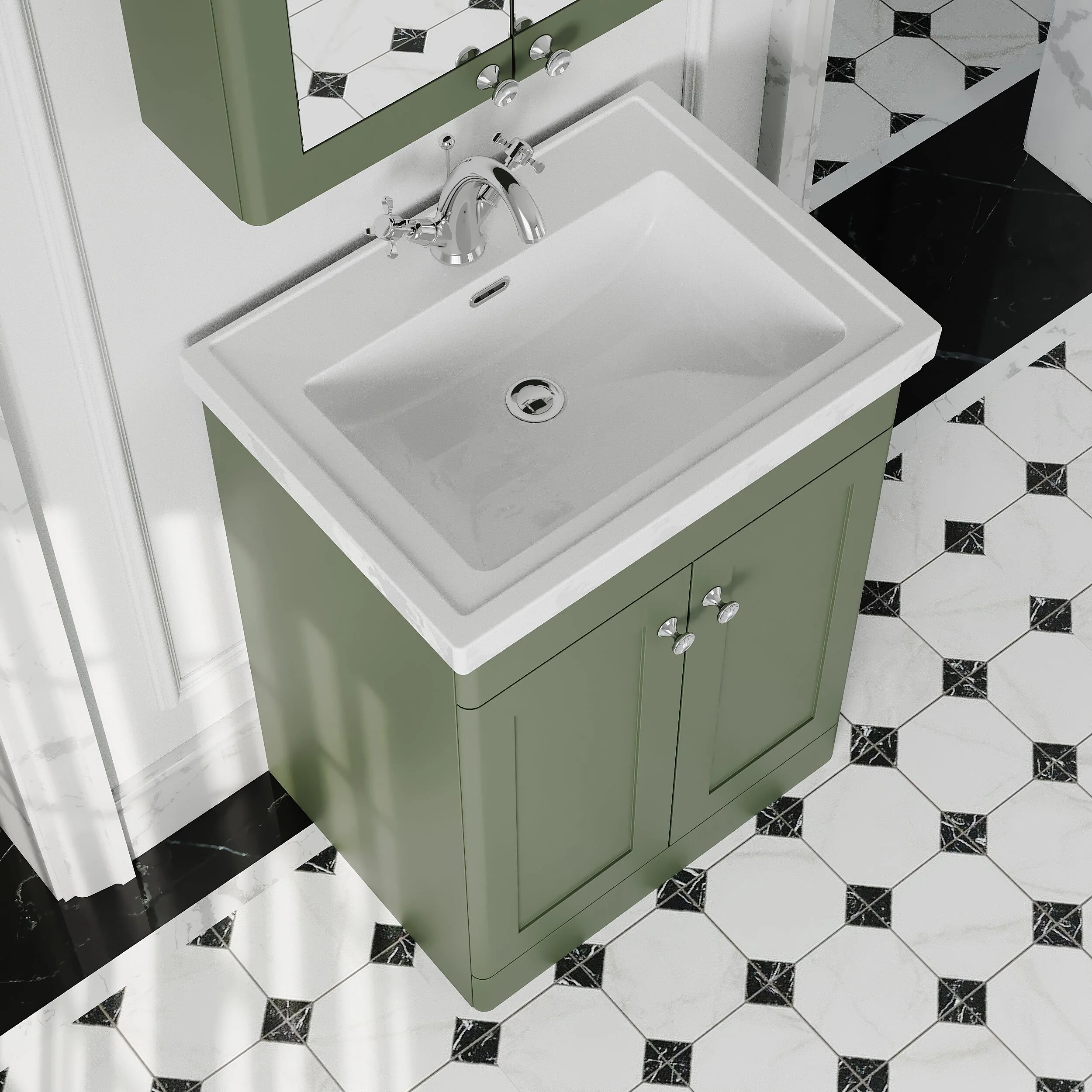 Swynnerton Traditional Floor Standing Vanity Basin Unit with 1 Tap Hole Ceramic Basin - Choice of Size and Finish - Image 25