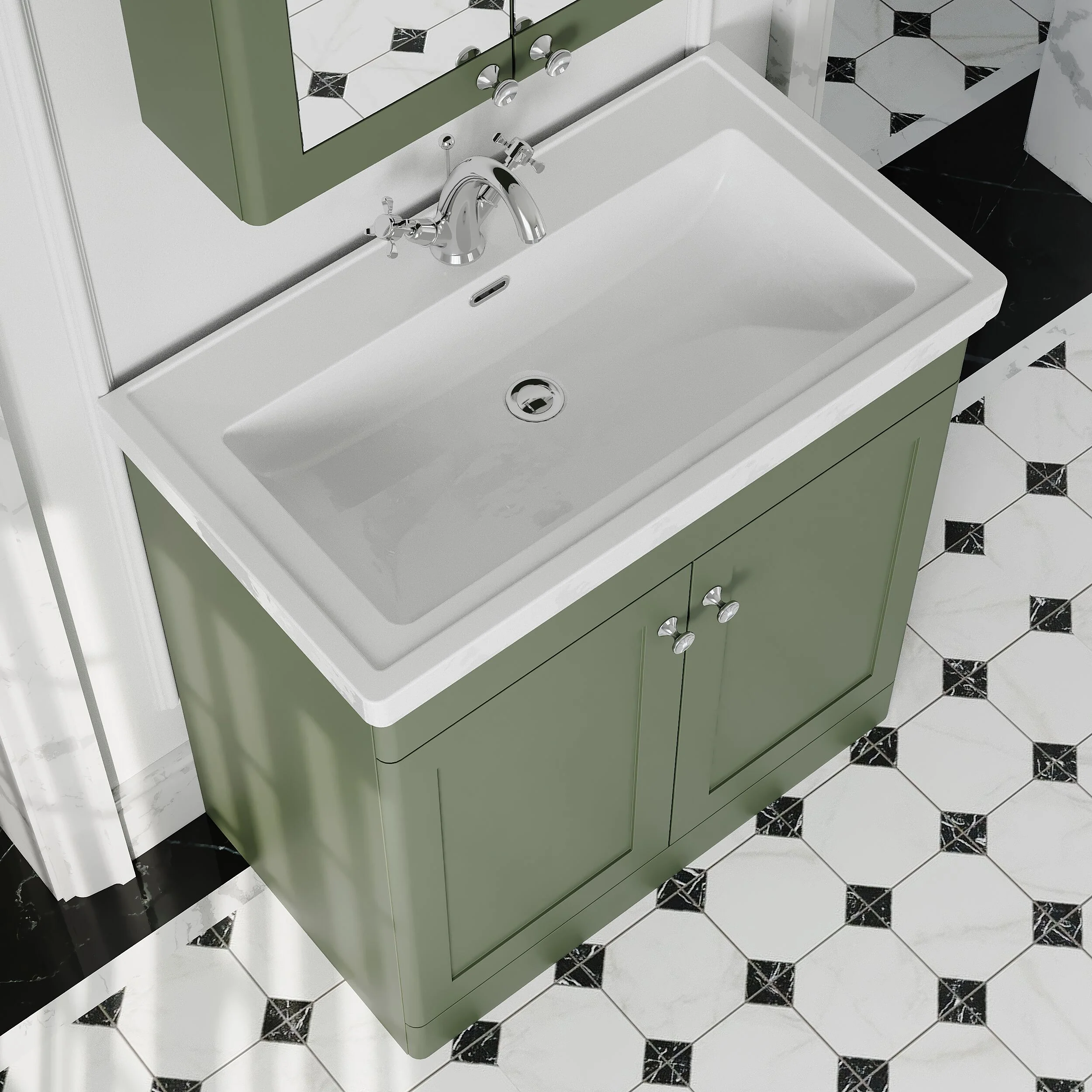 Swynnerton Traditional Floor Standing Vanity Basin Unit with 1 Tap Hole Ceramic Basin - Choice of Size and Finish - Image 26