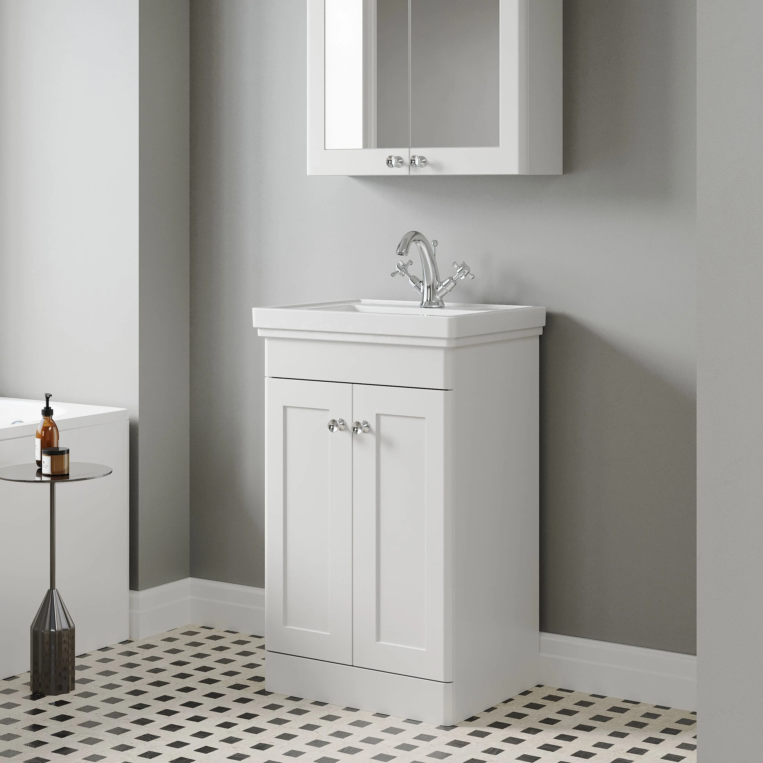 Swynnerton Traditional Floor Standing Vanity Basin Unit with 1 Tap Hole Ceramic Basin - Choice of Size and Finish - Image 27