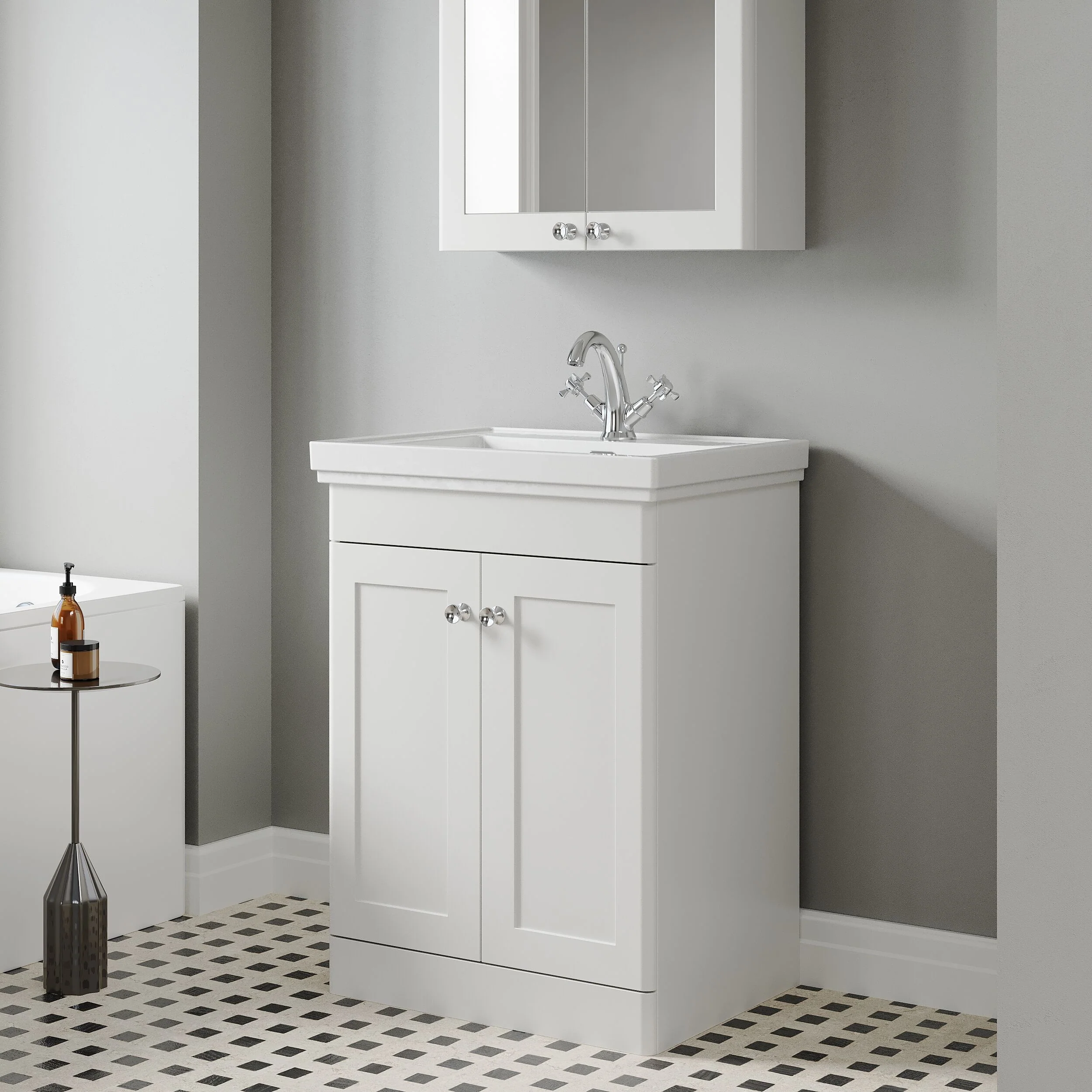 Swynnerton Traditional Floor Standing Vanity Basin Unit with 1 Tap Hole Ceramic Basin - Choice of Size and Finish - Image 28