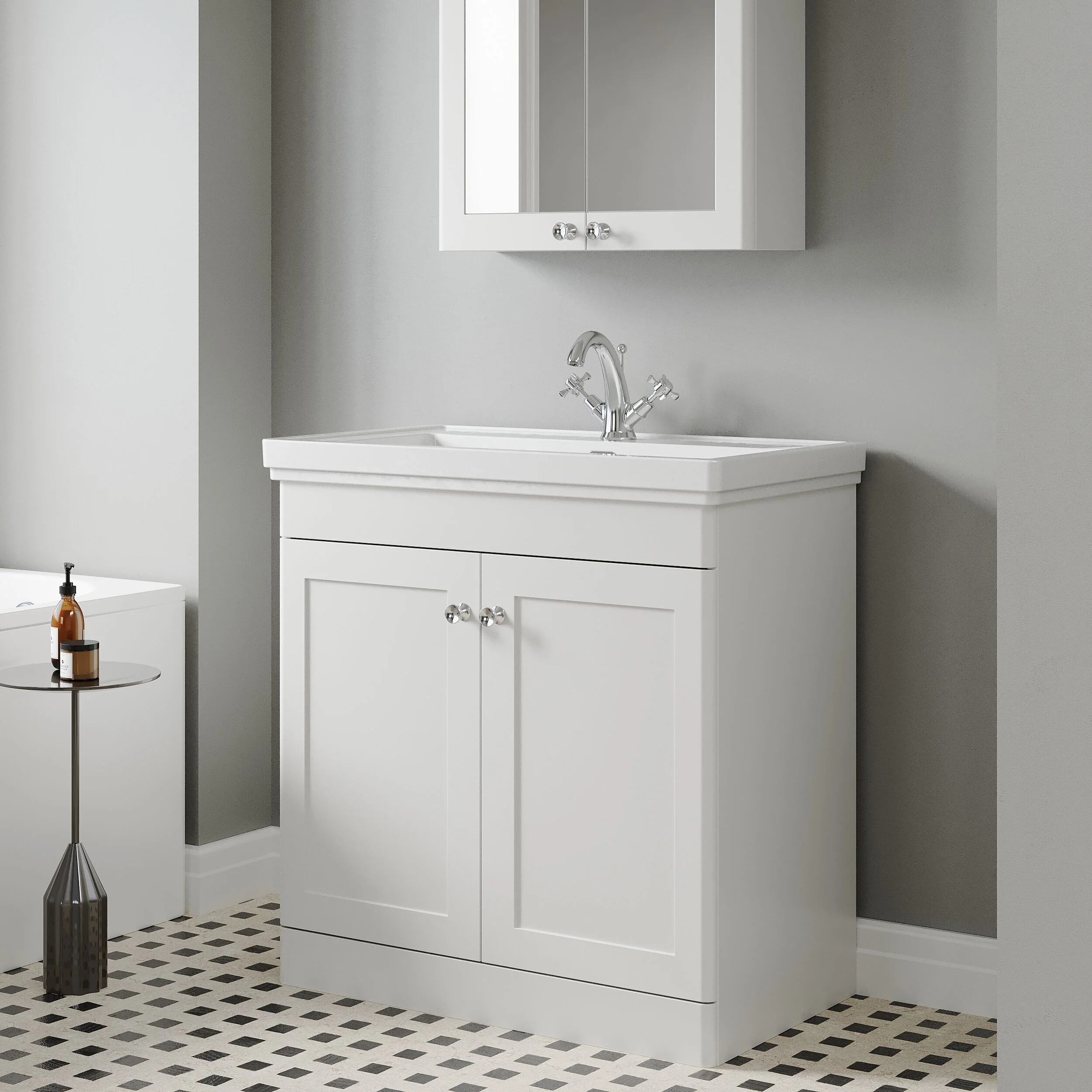 Swynnerton Traditional Floor Standing Vanity Basin Unit with 1 Tap Hole Ceramic Basin - Choice of Size and Finish - Image 29