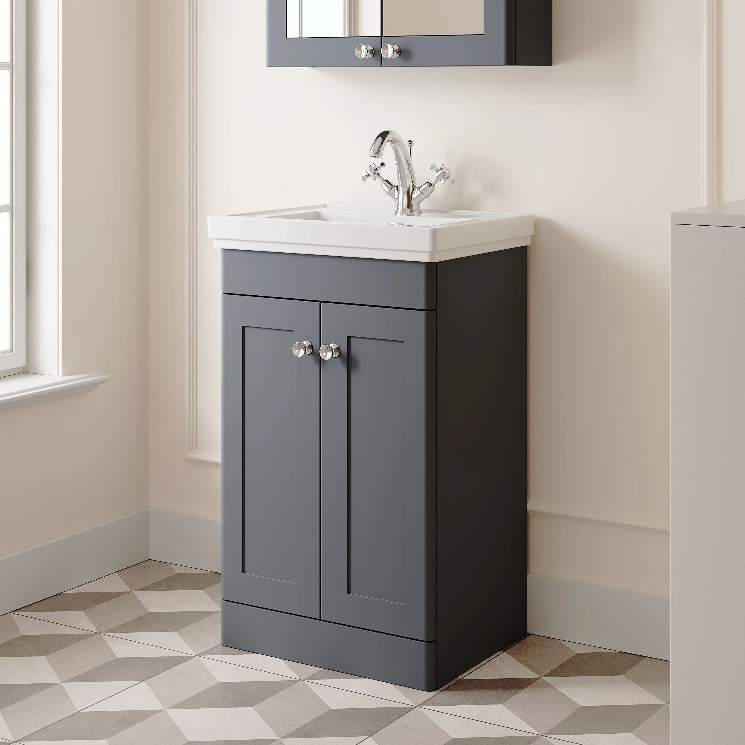 Swynnerton Traditional Floor Standing Vanity Basin Unit with 1 Tap Hole Ceramic Basin - Choice of Size and Finish - Image 30