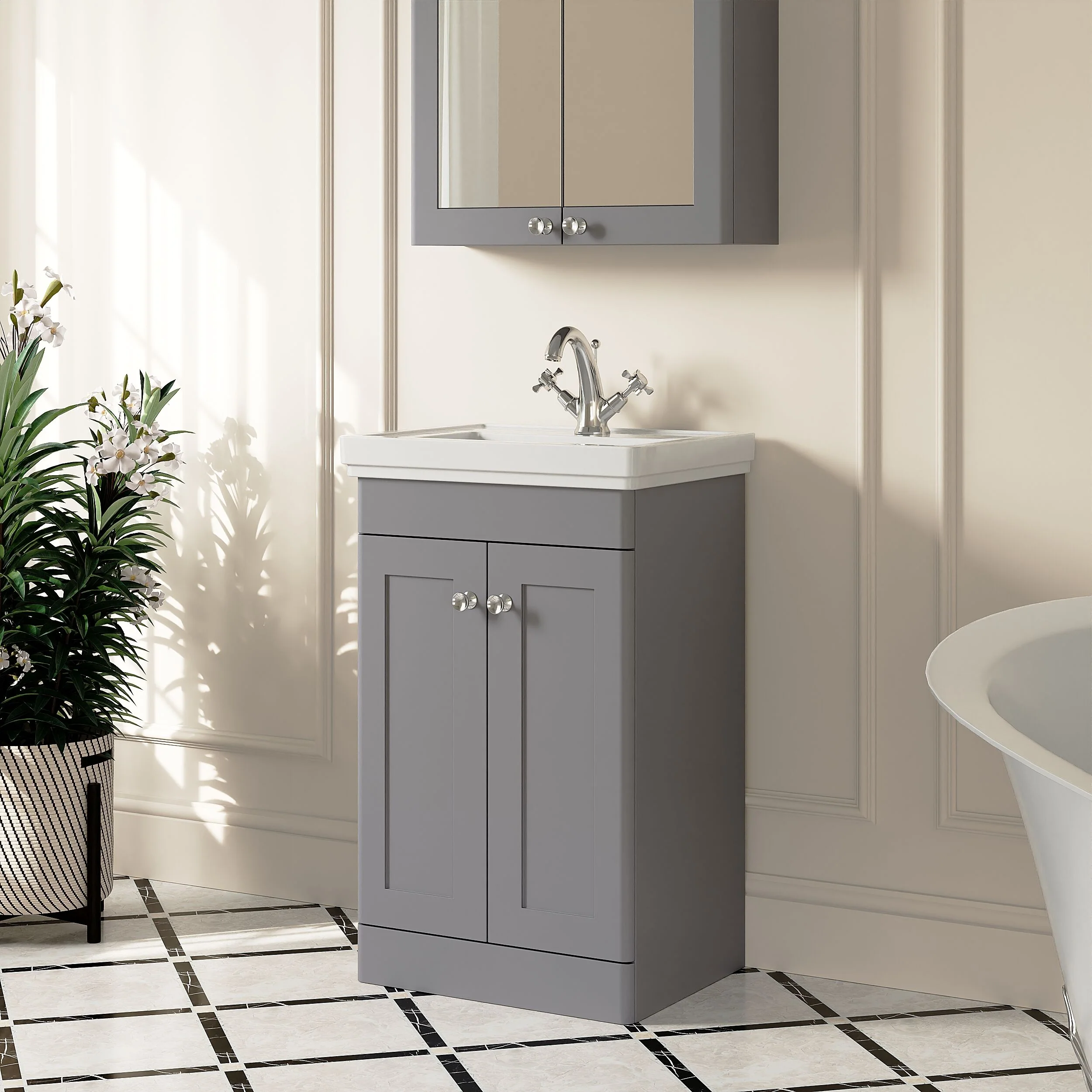 Swynnerton Traditional Floor Standing Vanity Basin Unit with 1 Tap Hole Ceramic Basin - Choice of Size and Finish - Image 33