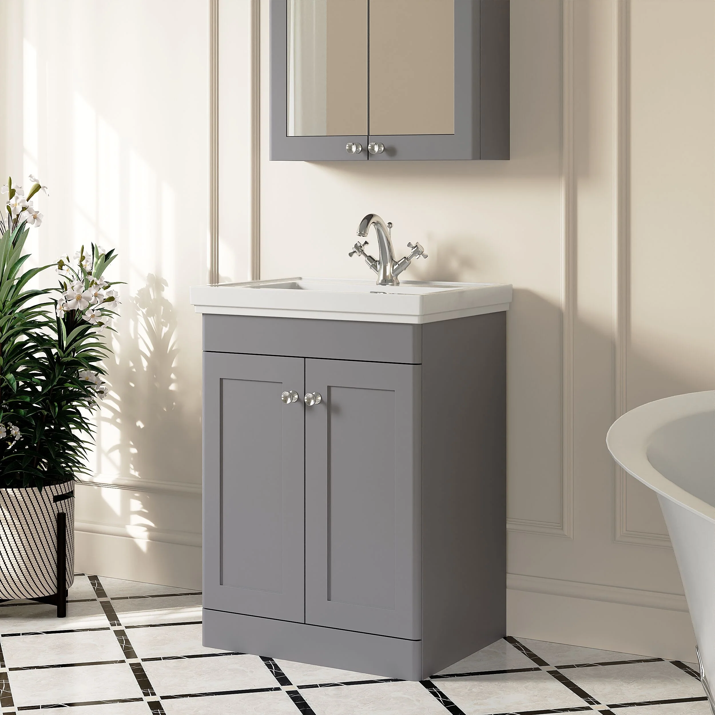 Swynnerton Traditional Floor Standing Vanity Basin Unit with 1 Tap Hole Ceramic Basin - Choice of Size and Finish - Image 34