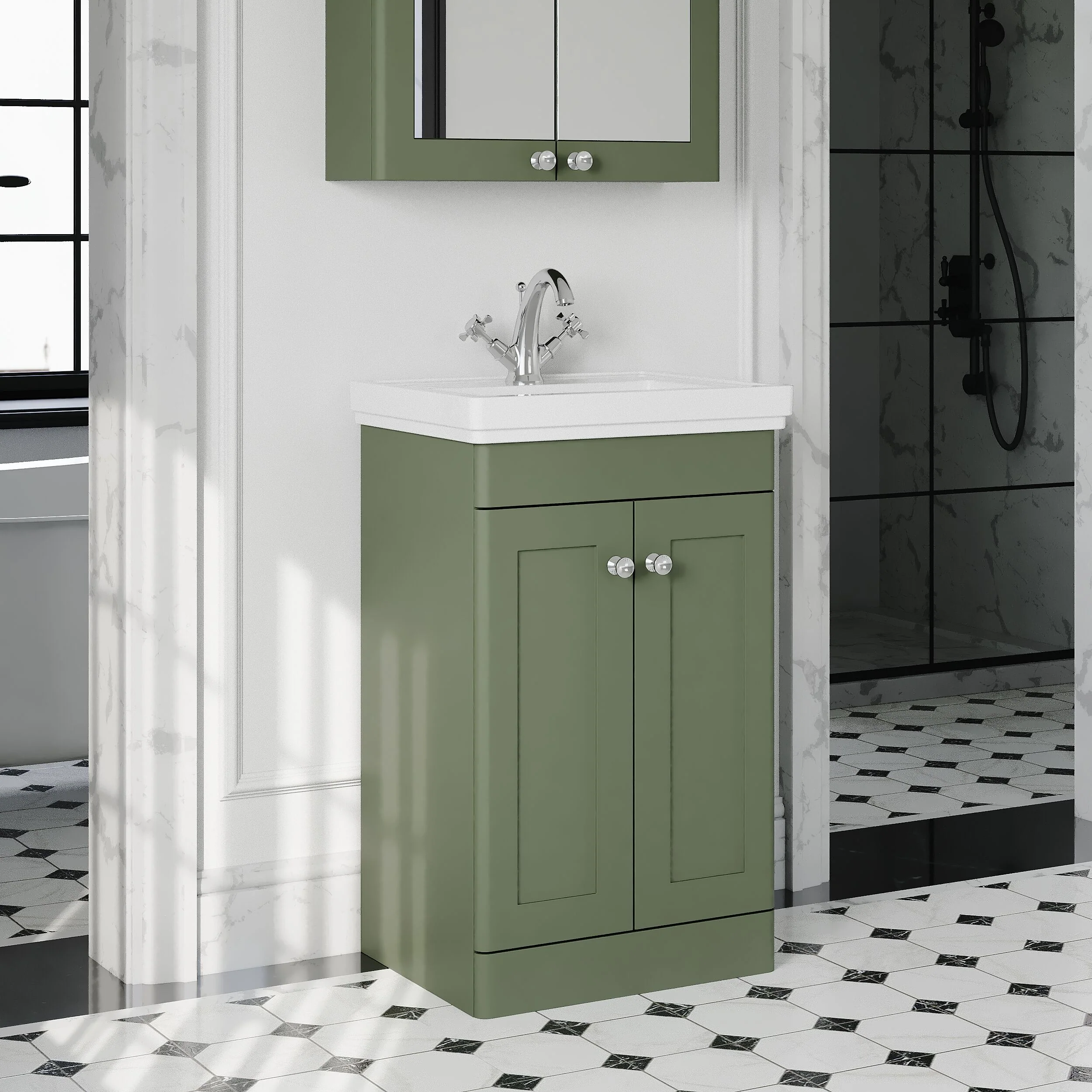Swynnerton Traditional Floor Standing Vanity Basin Unit with 1 Tap Hole Ceramic Basin - Choice of Size and Finish - Image 36