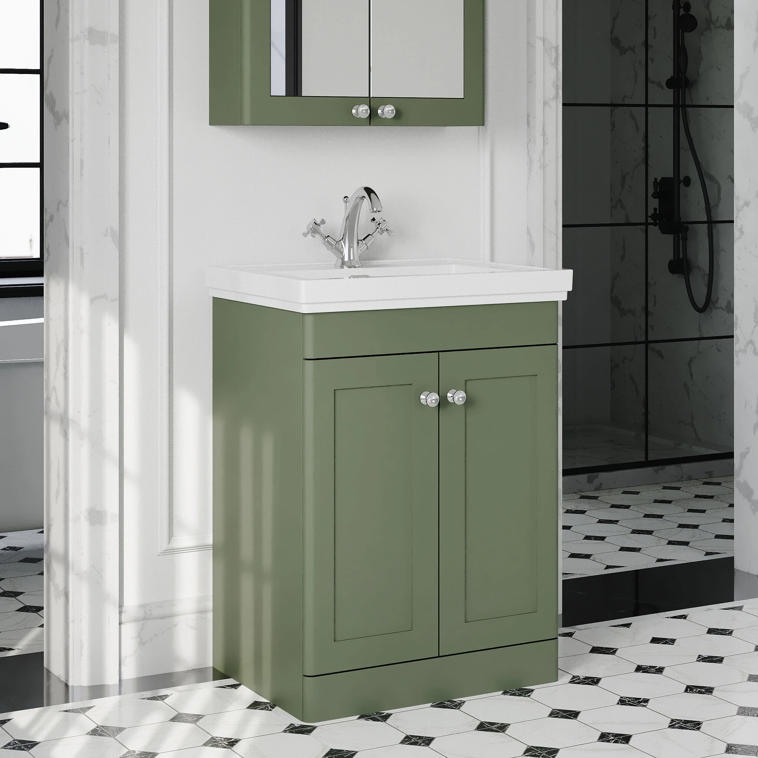 Swynnerton Traditional Floor Standing Vanity Basin Unit with 1 Tap Hole Ceramic Basin - Choice of Size and Finish - Image 37