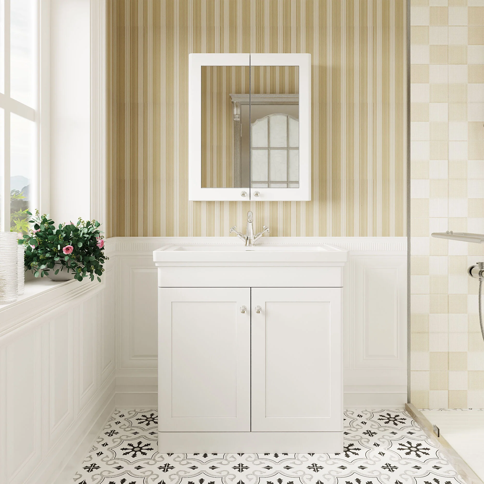 Swynnerton Traditional Floor Standing Vanity Basin Unit with 1 Tap Hole Ceramic Basin - Choice of Size and Finish - Image 5