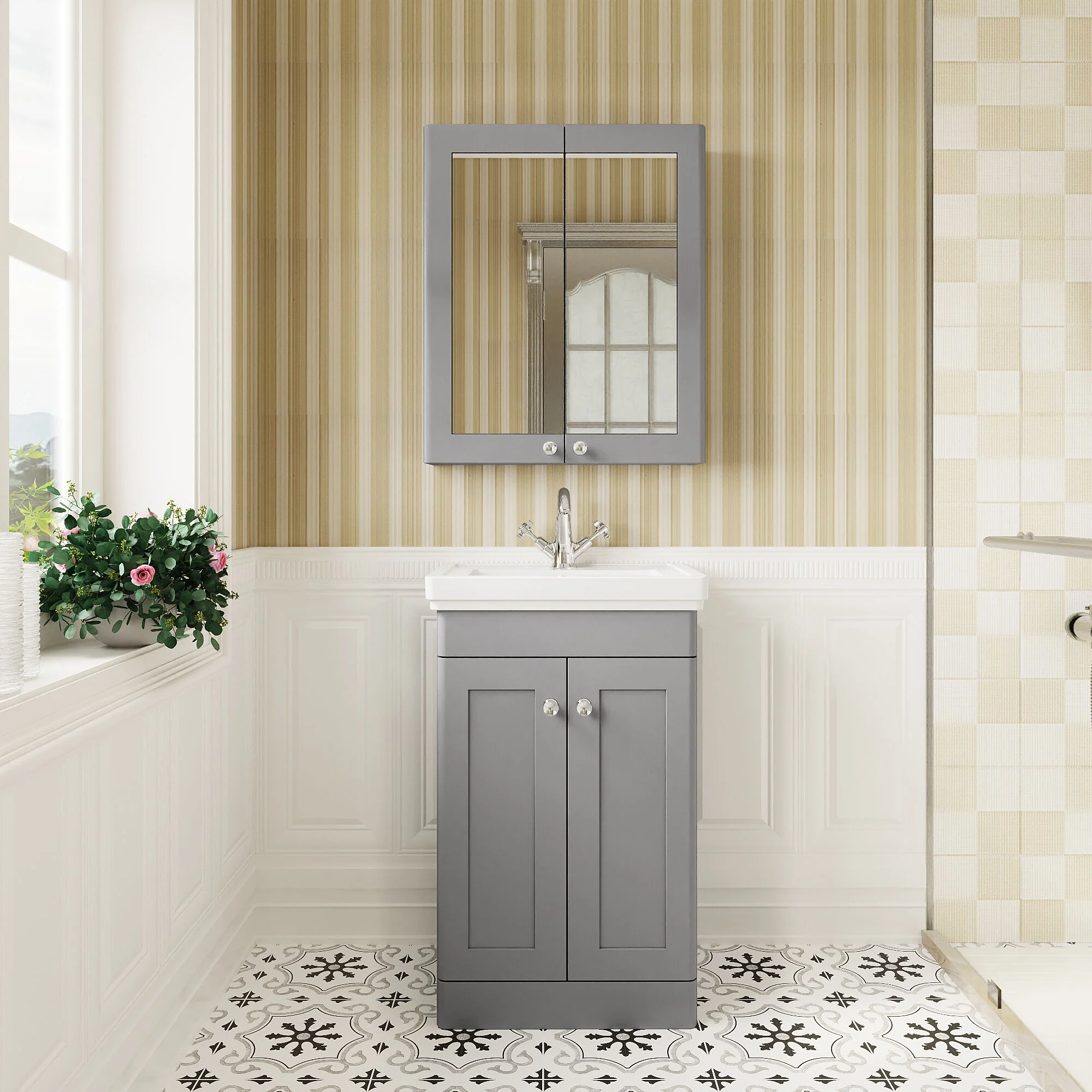 Swynnerton Traditional Floor Standing Vanity Basin Unit with 1 Tap Hole Ceramic Basin - Choice of Size and Finish - Image 9