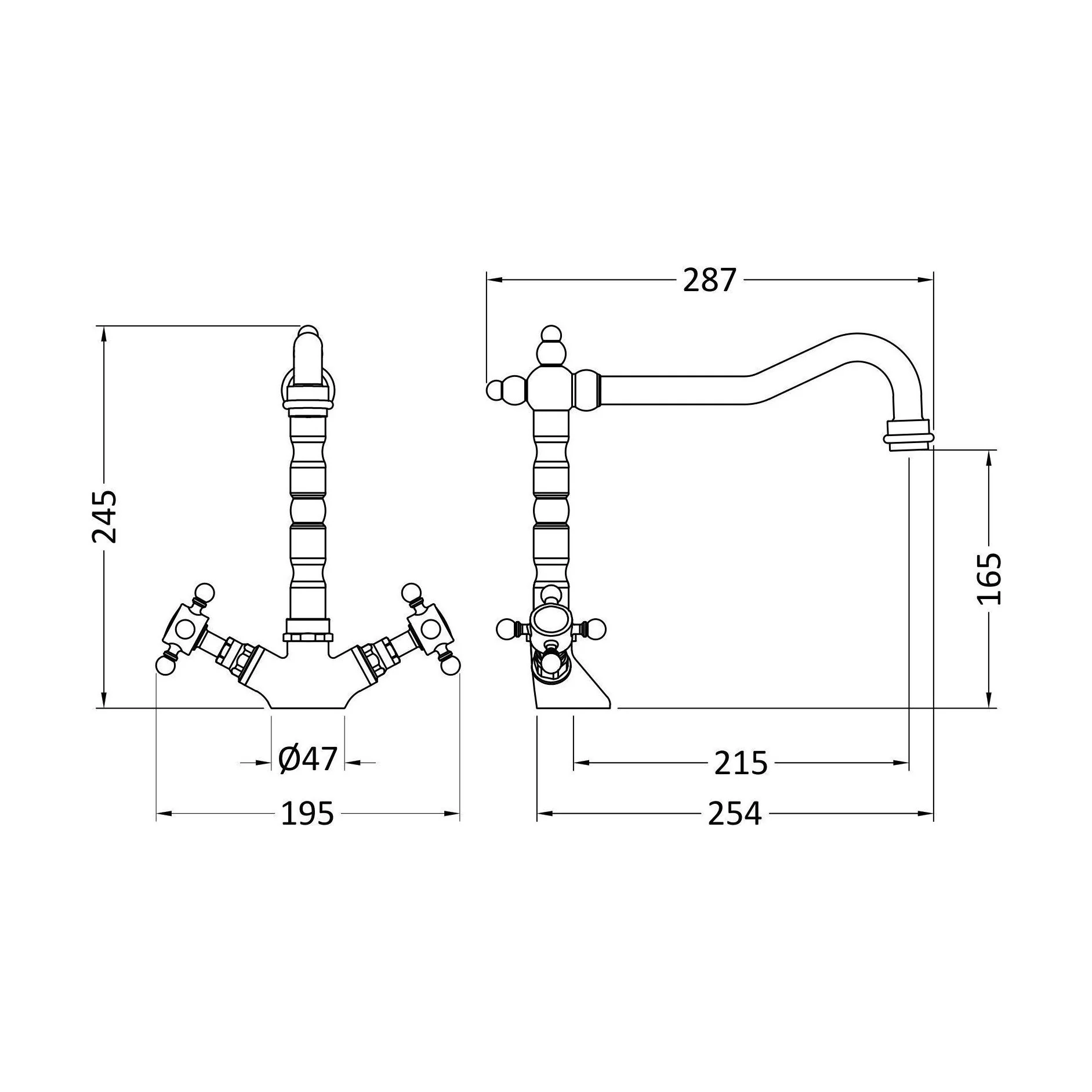 Norbury Traditional French Classic Mono Sink Mixer Tap - Choice of Colour - Image 15