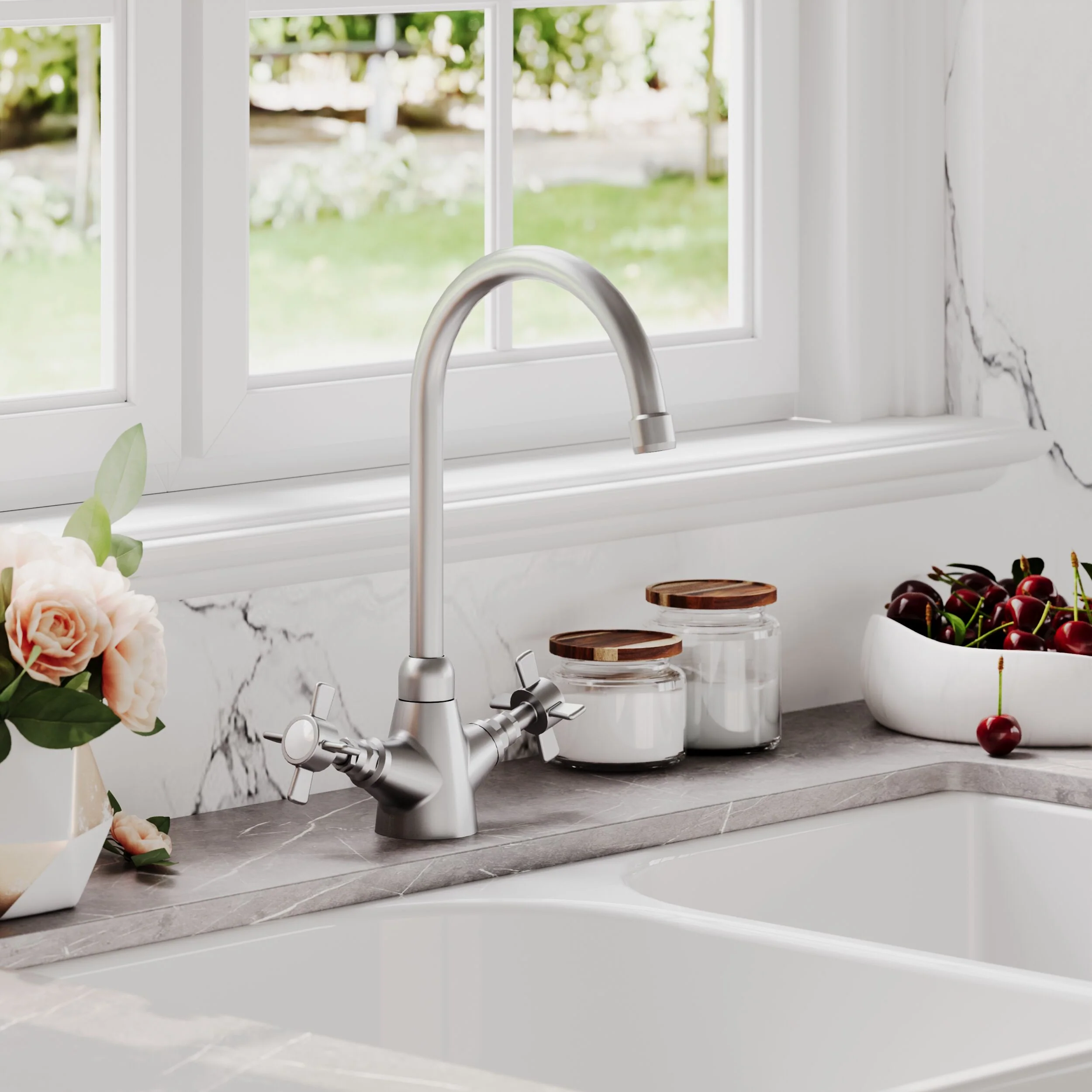 Norbury Mono Mixer Kitchen Tap - Multiple Handle and Finish Options Available - Image 11