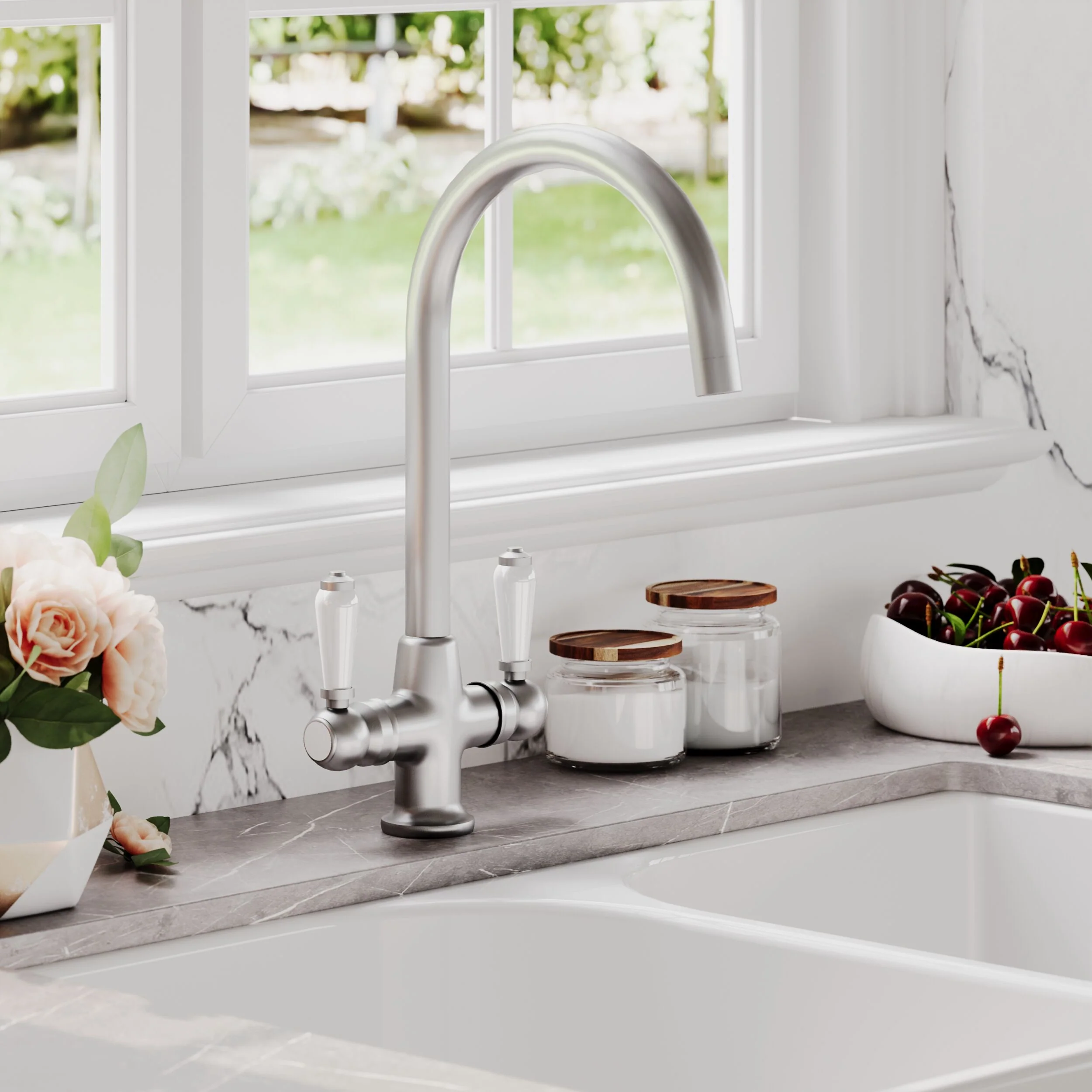 Norbury Mono Mixer Kitchen Tap - Multiple Handle and Finish Options Available - Image 12
