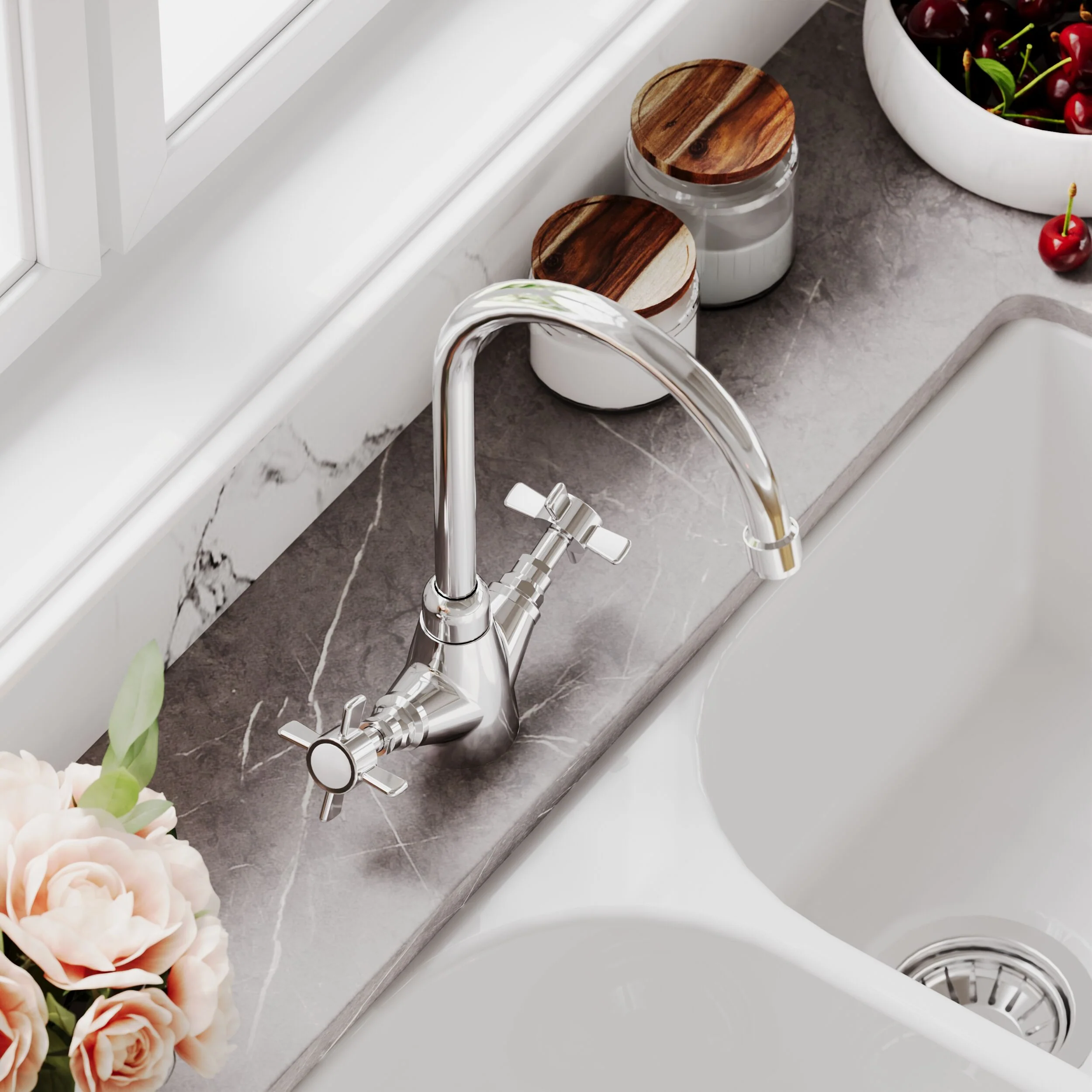 Norbury Mono Mixer Kitchen Tap - Multiple Handle and Finish Options Available - Image 15
