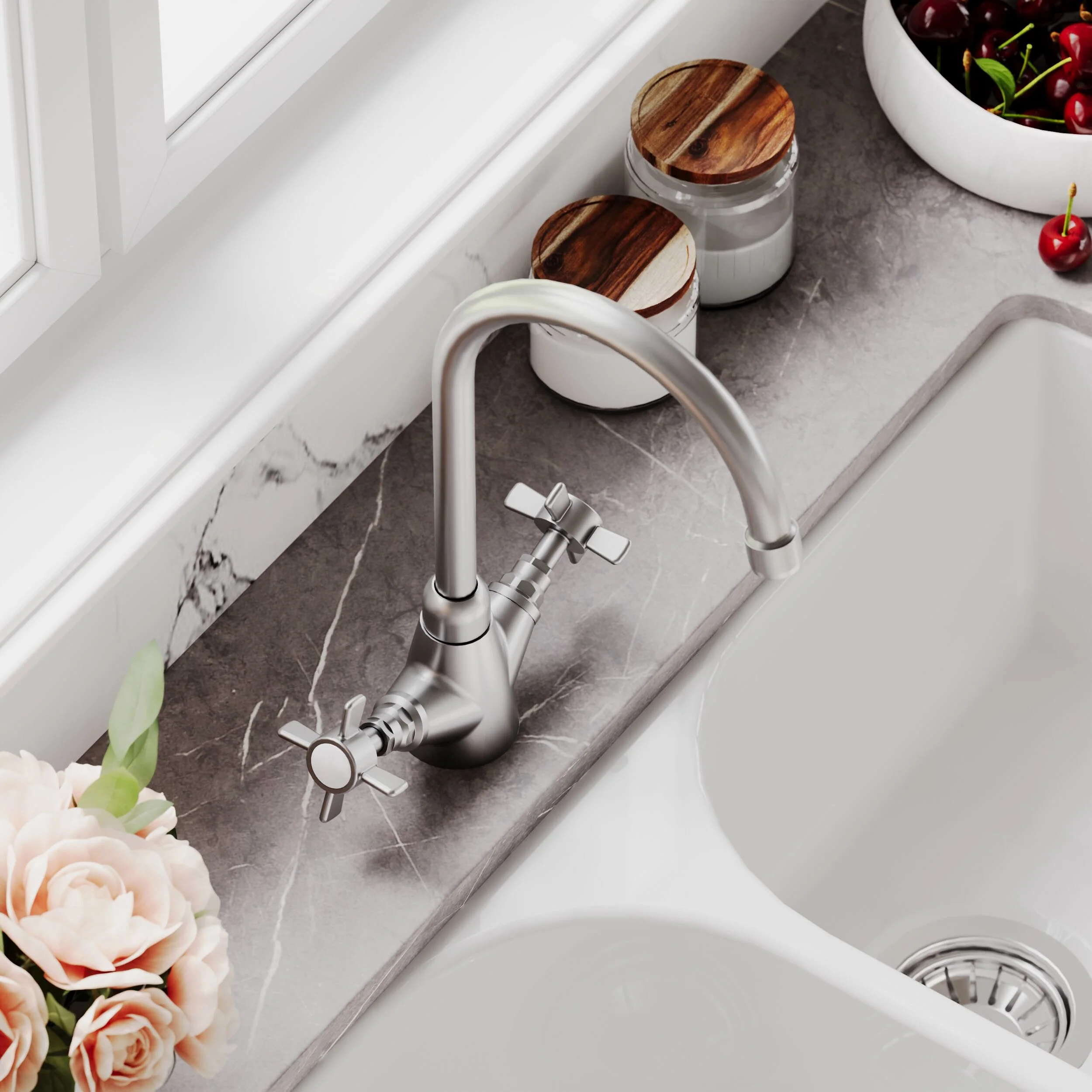 Norbury Mono Mixer Kitchen Tap - Multiple Handle and Finish Options Available - Image 17