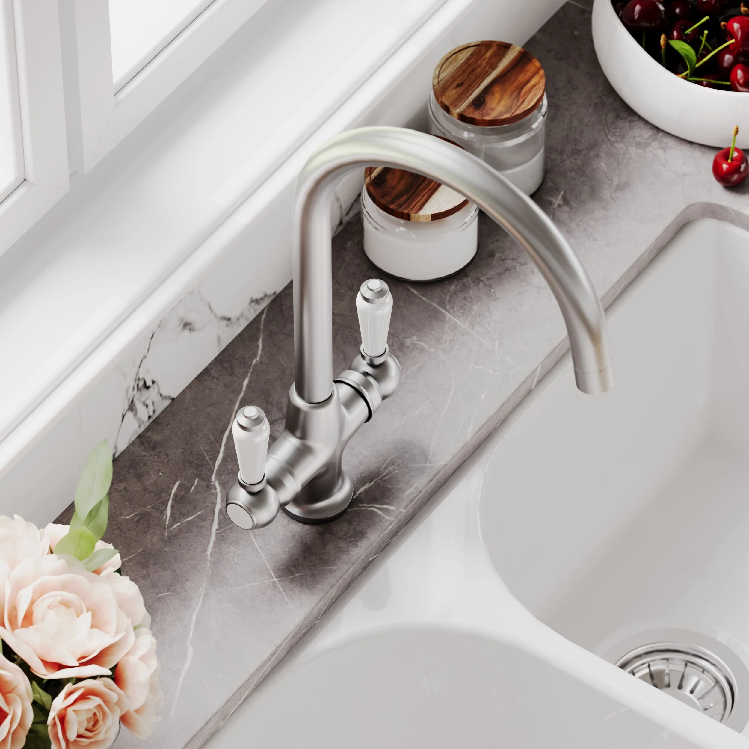 Norbury Mono Mixer Kitchen Tap - Multiple Handle and Finish Options Available - Image 18
