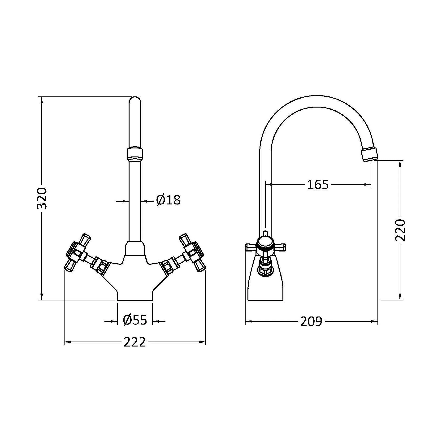 Norbury Mono Mixer Kitchen Tap - Multiple Handle and Finish Options Available - Image 27