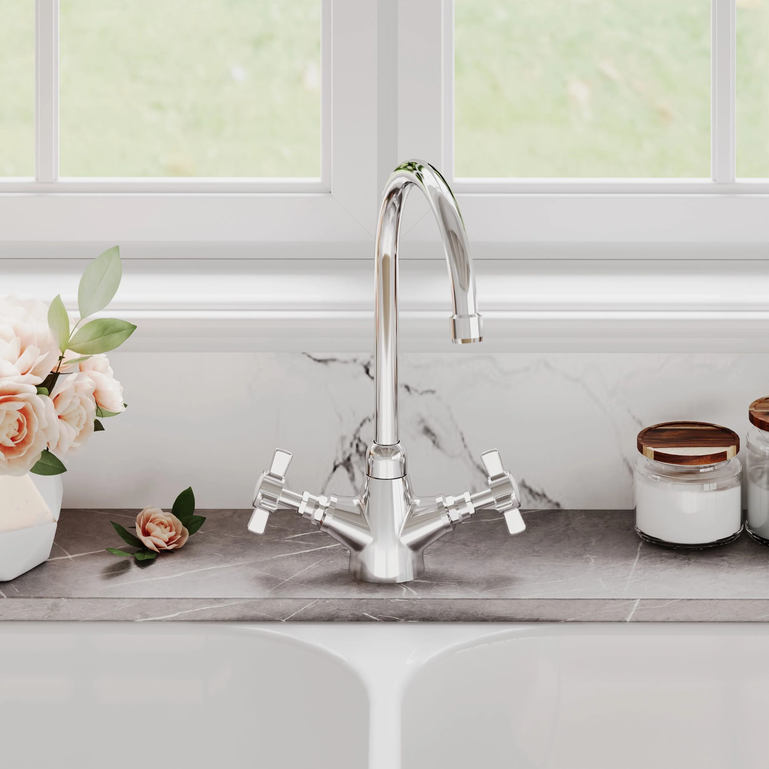 Norbury Mono Mixer Kitchen Tap - Multiple Handle and Finish Options Available - Image 3