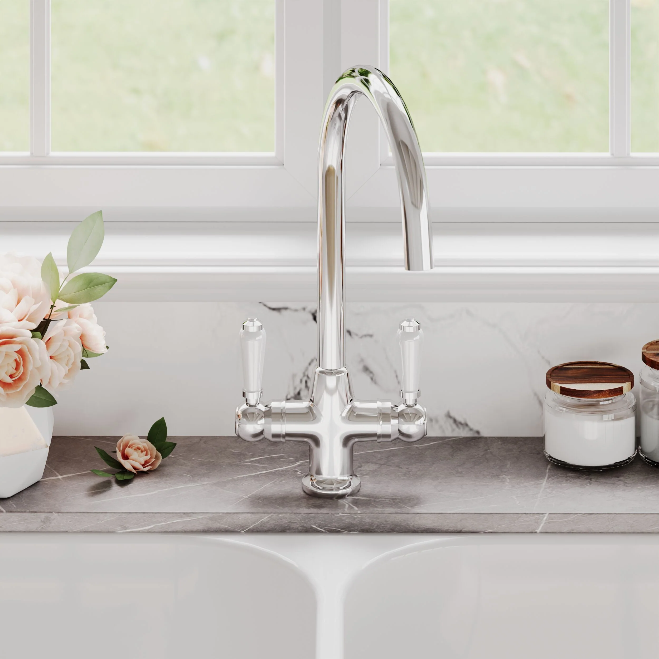 Norbury Mono Mixer Kitchen Tap - Multiple Handle and Finish Options Available - Image 4