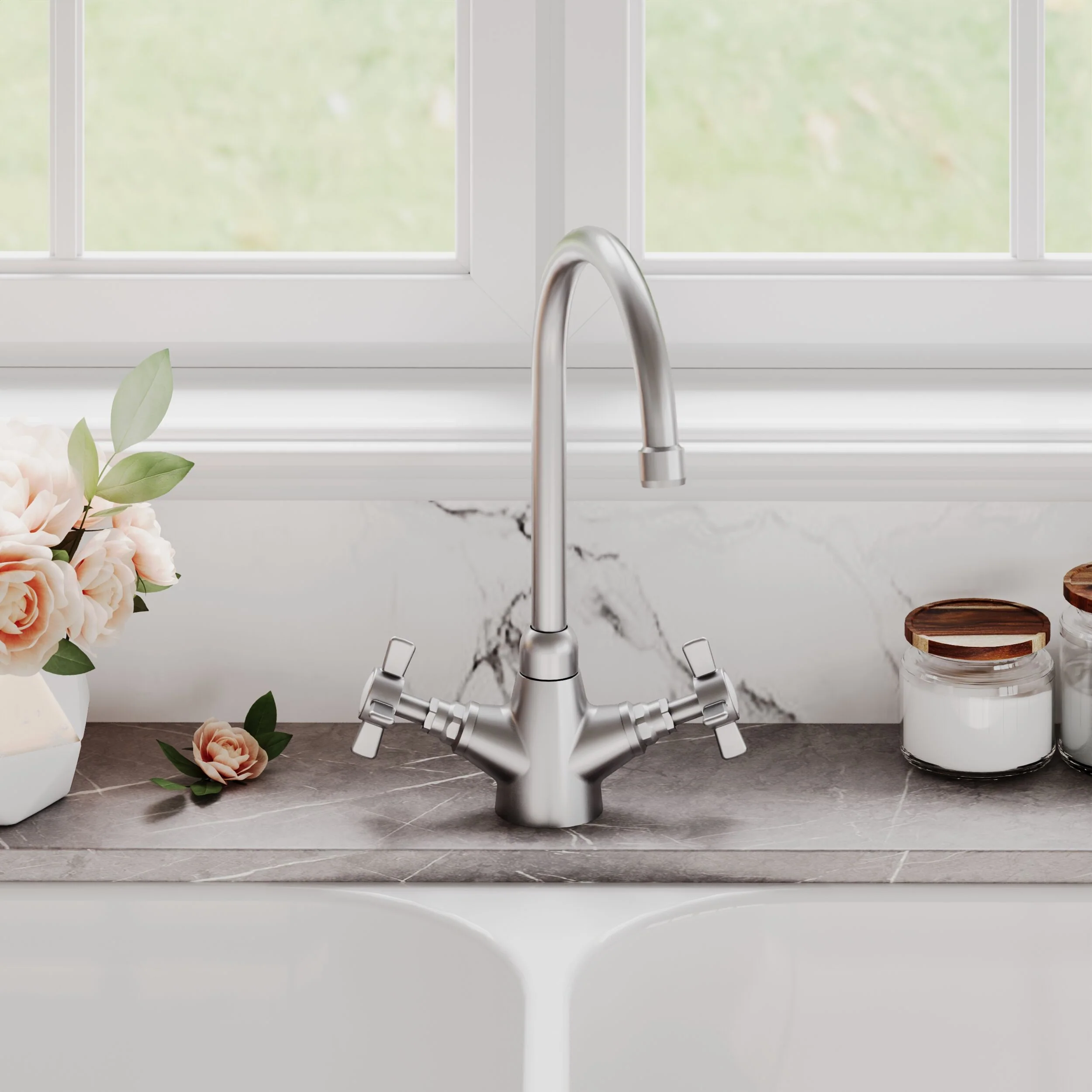 Norbury Mono Mixer Kitchen Tap - Multiple Handle and Finish Options Available - Image 5