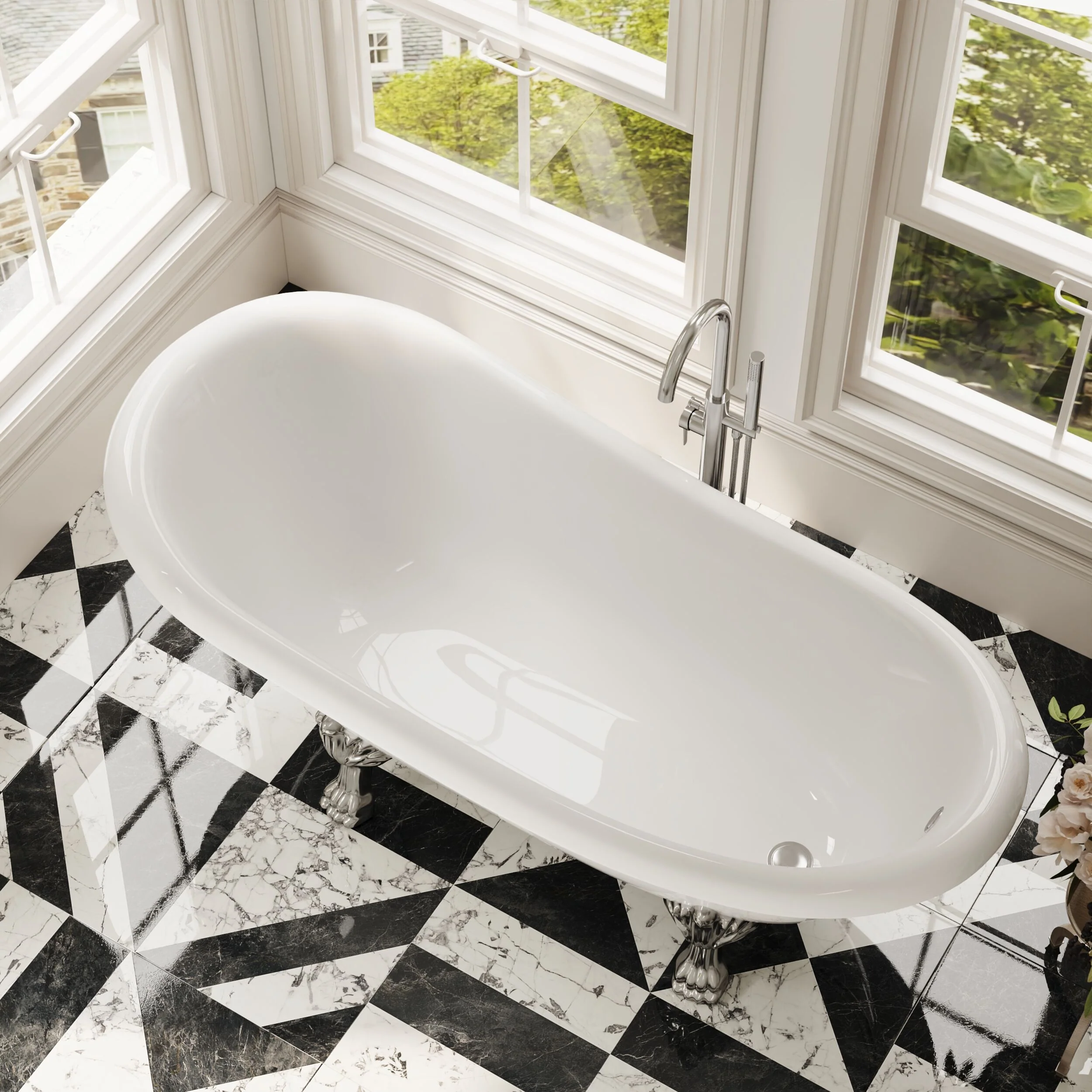 Traditional Roll Top Slipper Freestanding Bath with Feet - Choice of Size - Image 3