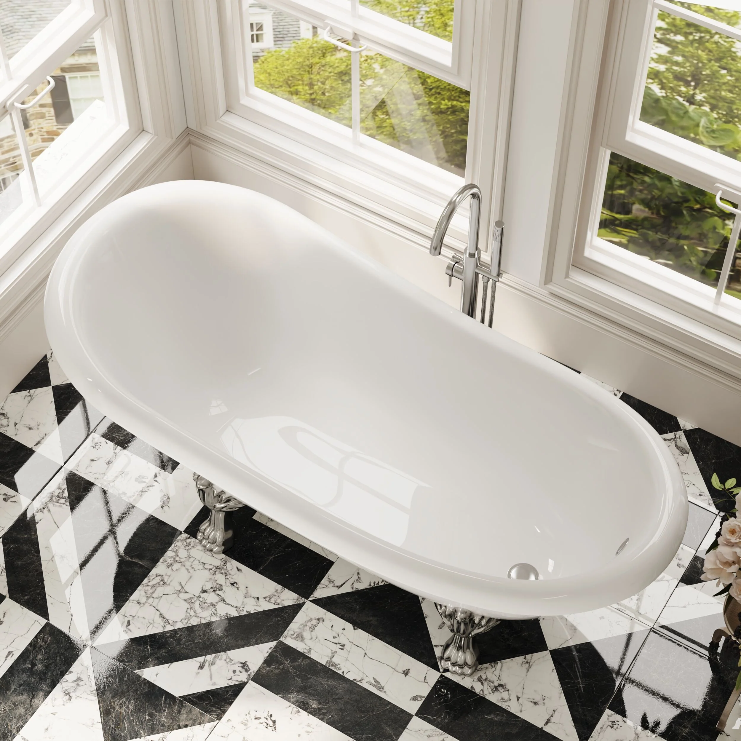 Traditional Roll Top Slipper Freestanding Bath with Feet - Choice of Size - Image 4