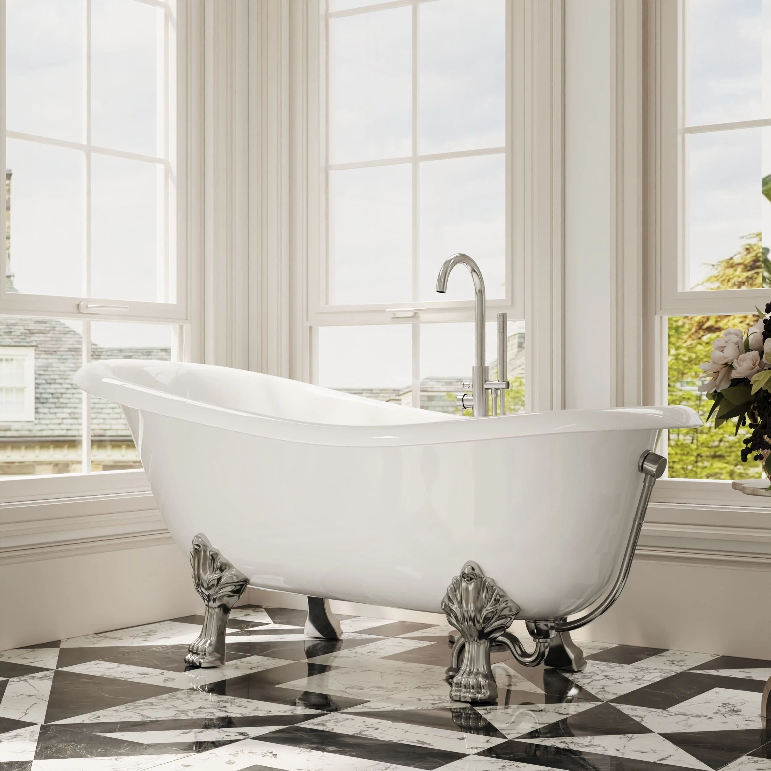 Traditional Roll Top Slipper Freestanding Bath with Feet - Choice of Size - Image 5
