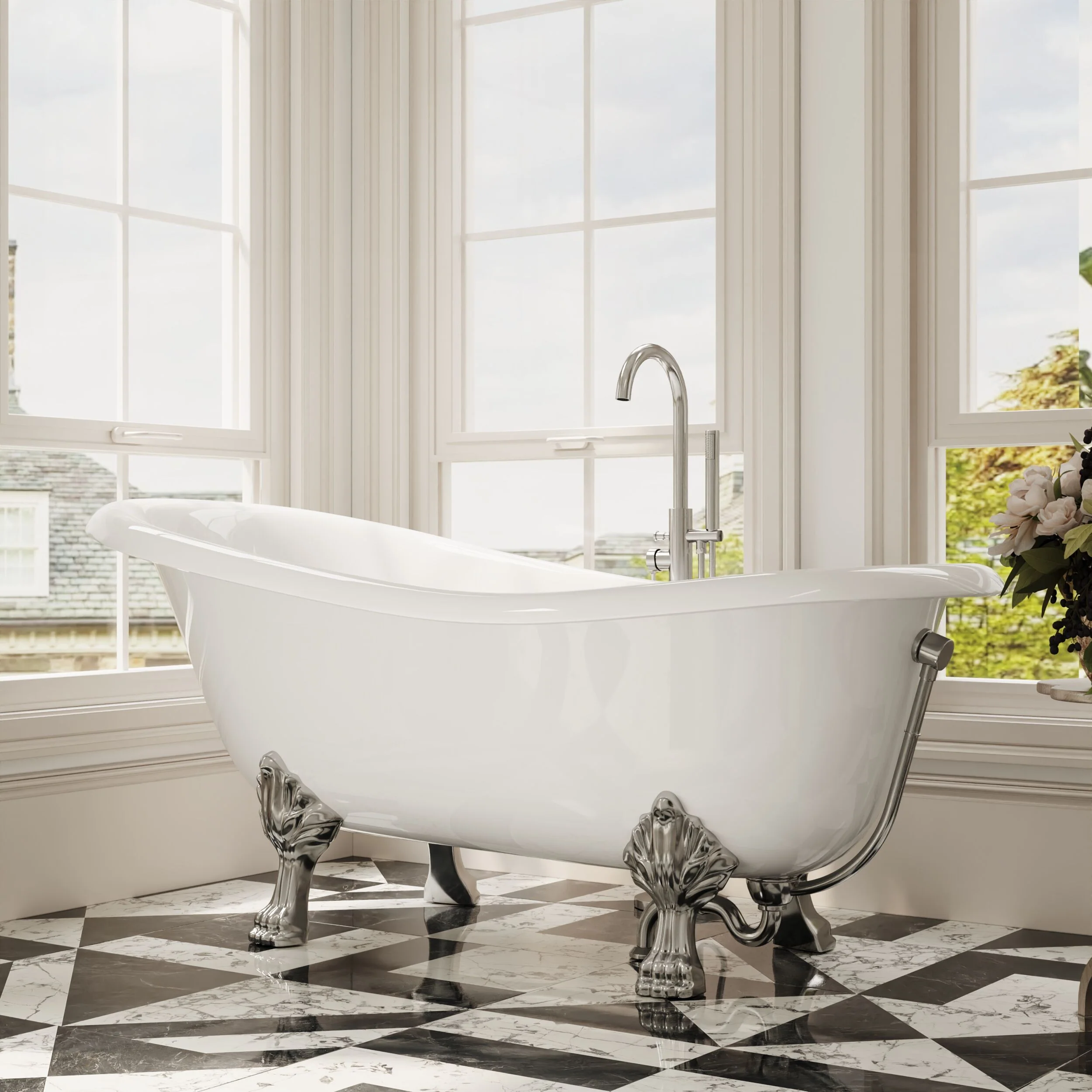 Traditional Roll Top Slipper Freestanding Bath with Feet - Choice of Size - Image 6