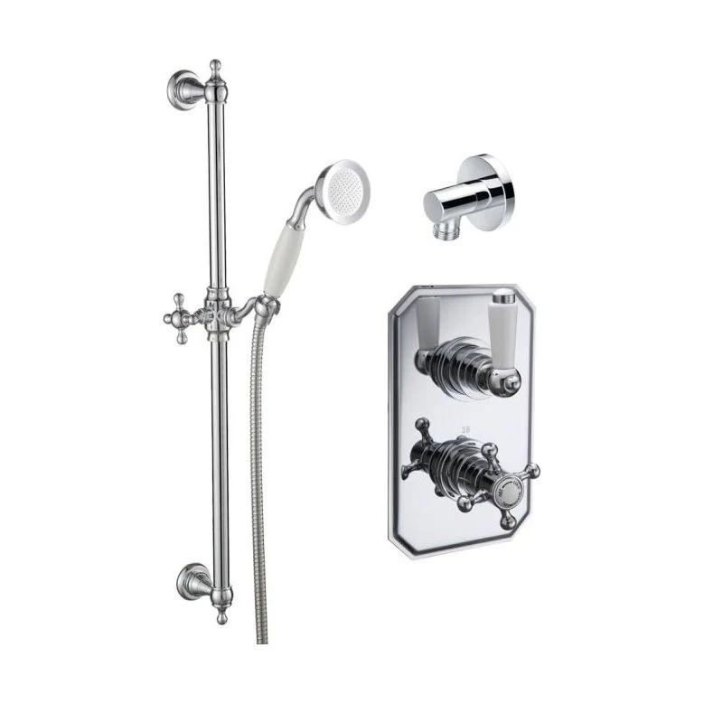 Traditional Thermostatic Shower Set with Valve and Slide Rail Kit