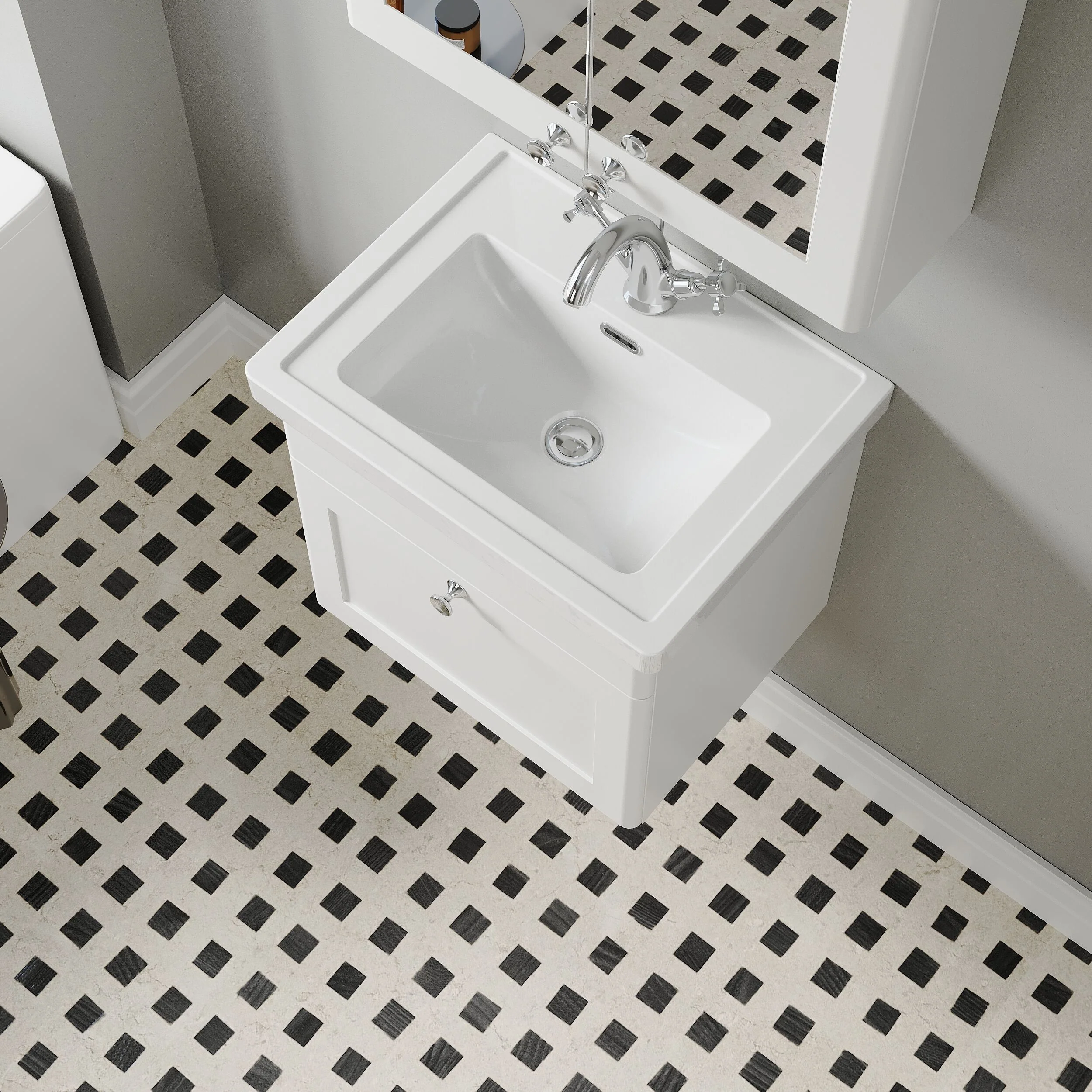 Swynnerton Traditional Wall Hung 1 Drawer Vanity Basin Unit with Fireclay Basin - Choice of Colour and Size - Image 18