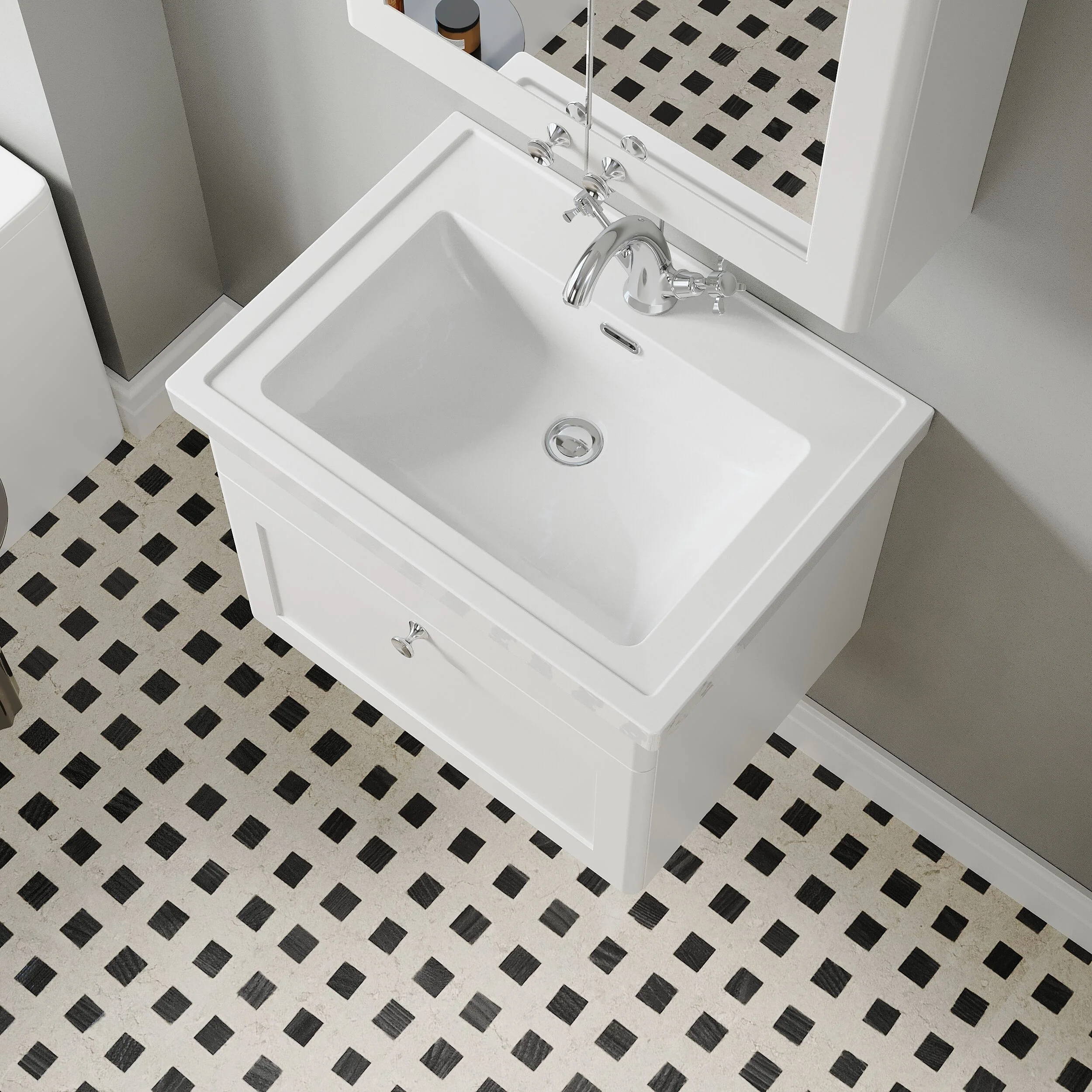 Swynnerton Traditional Wall Hung 1 Drawer Vanity Basin Unit with Fireclay Basin - Choice of Colour and Size - Image 19