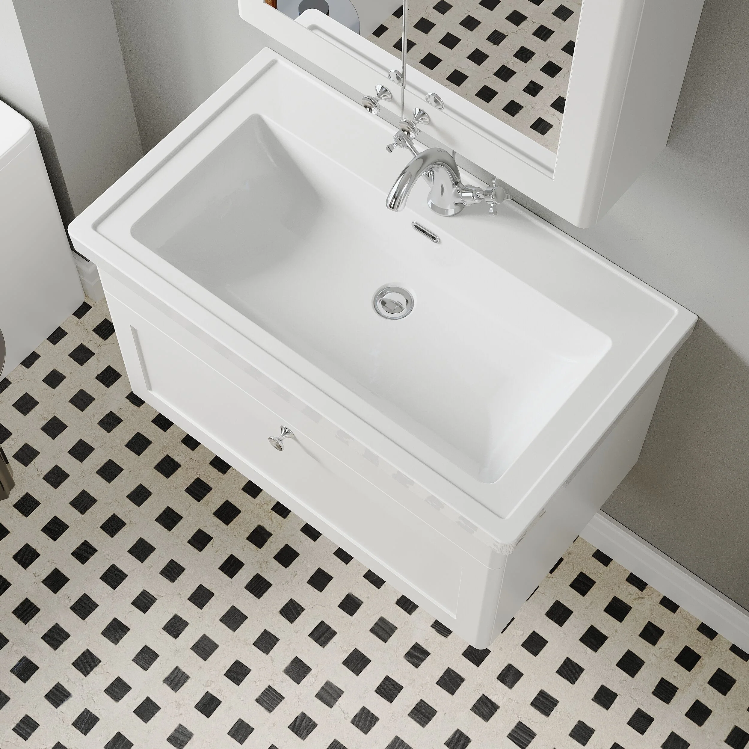 Swynnerton Traditional Wall Hung 1 Drawer Vanity Basin Unit with Fireclay Basin - Choice of Colour and Size - Image 20
