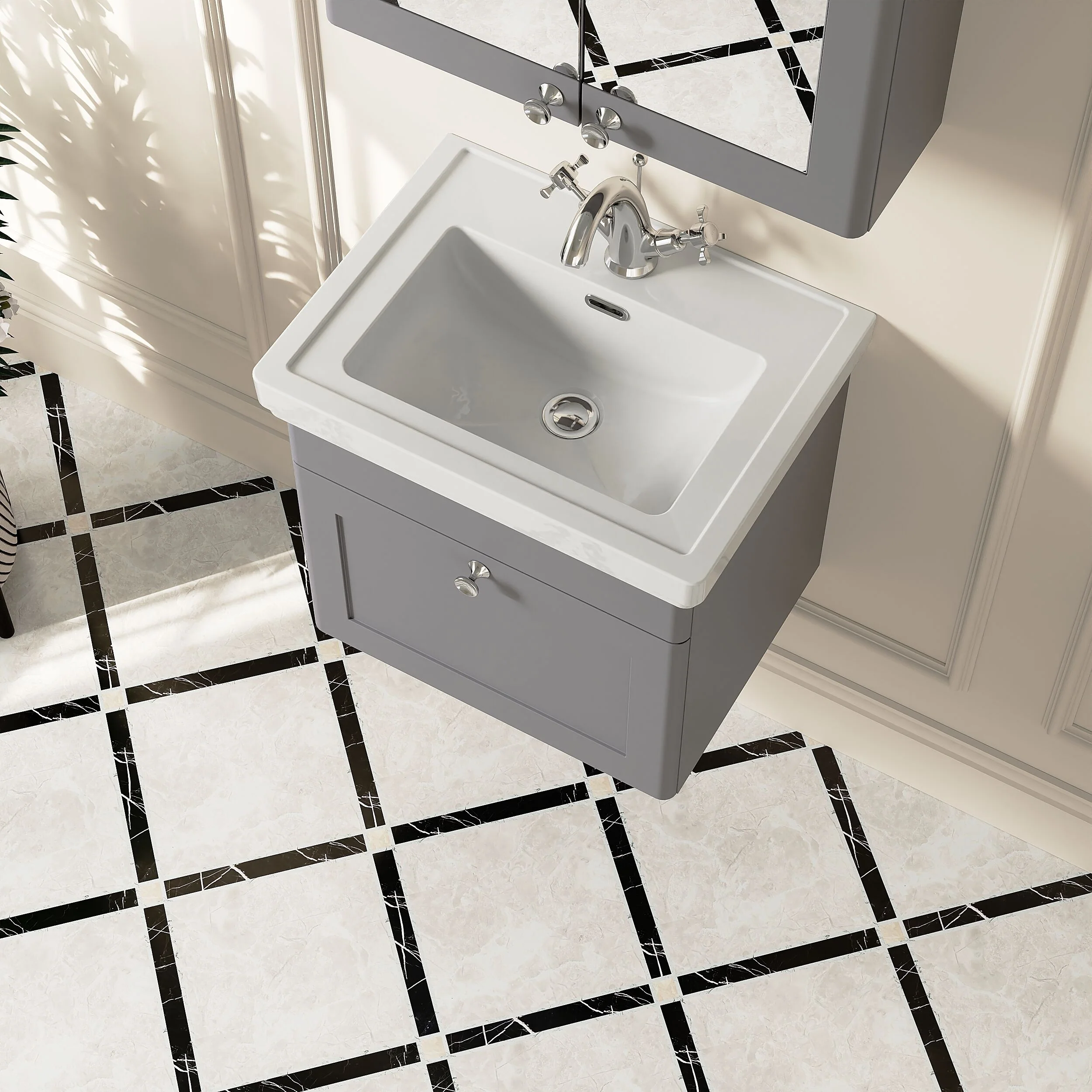 Swynnerton Traditional Wall Hung 1 Drawer Vanity Basin Unit with Fireclay Basin - Choice of Colour and Size - Image 21