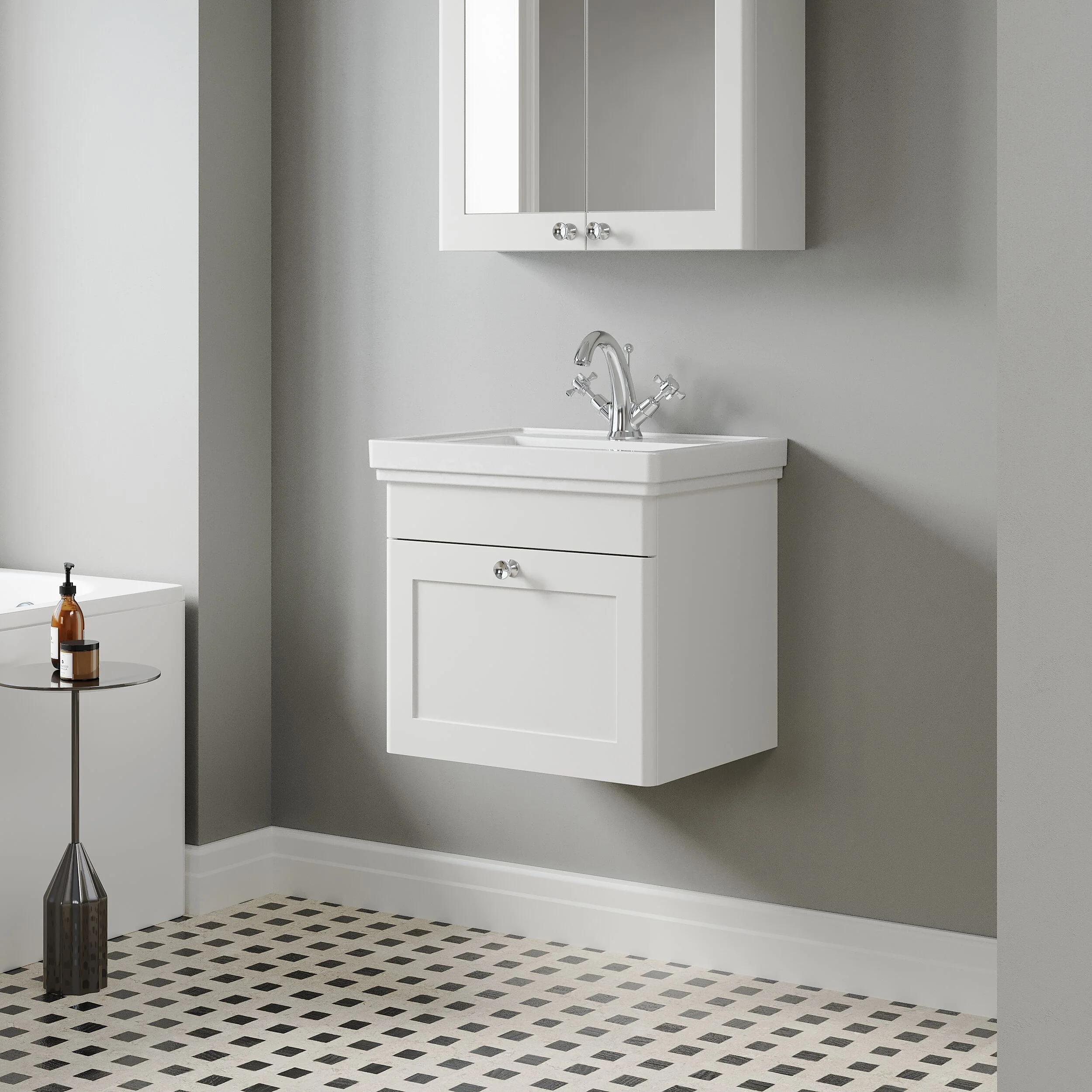 Swynnerton Traditional Wall Hung 1 Drawer Vanity Basin Unit with Fireclay Basin - Choice of Colour and Size - Image 30
