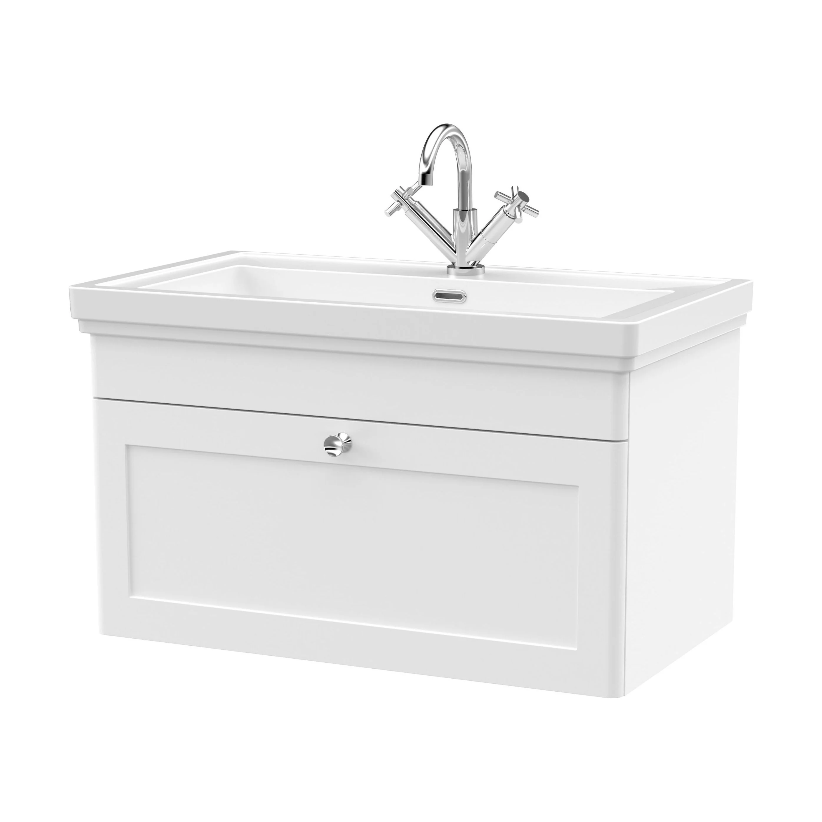 Swynnerton Traditional Wall Hung 1 Drawer Vanity Basin Unit with Fireclay Basin - Choice of Colour and Size - Image 44