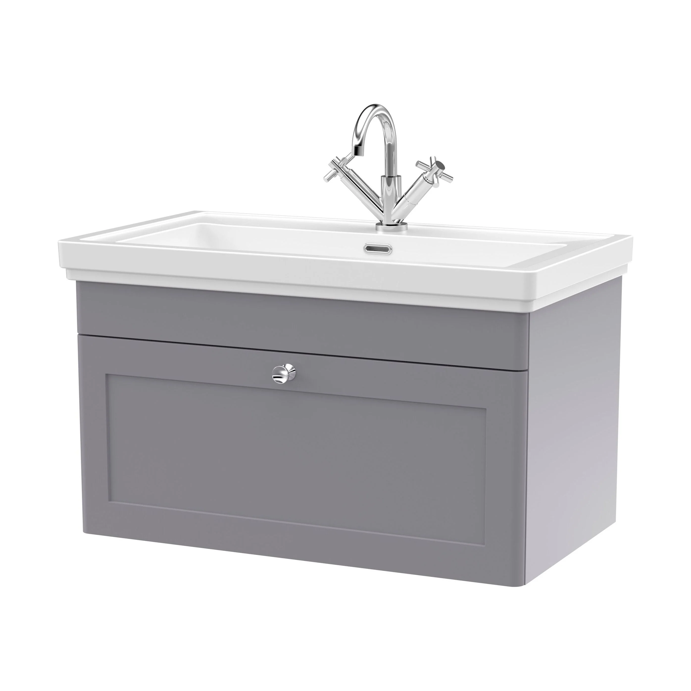 Swynnerton Traditional Wall Hung 1 Drawer Vanity Basin Unit with Fireclay Basin - Choice of Colour and Size - Image 47