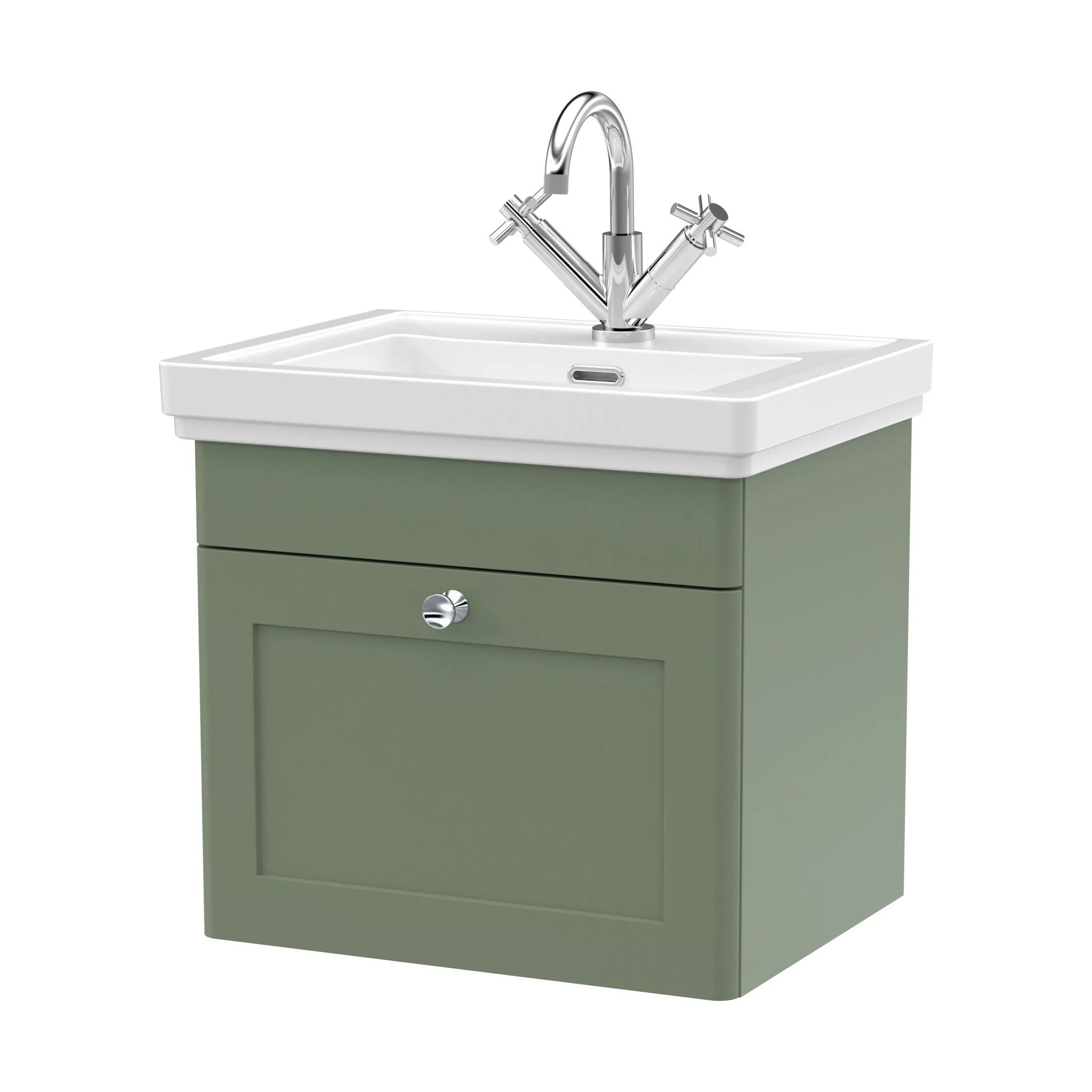 Swynnerton Traditional Wall Hung 1 Drawer Vanity Basin Unit with Fireclay Basin - Choice of Colour and Size - Image 48