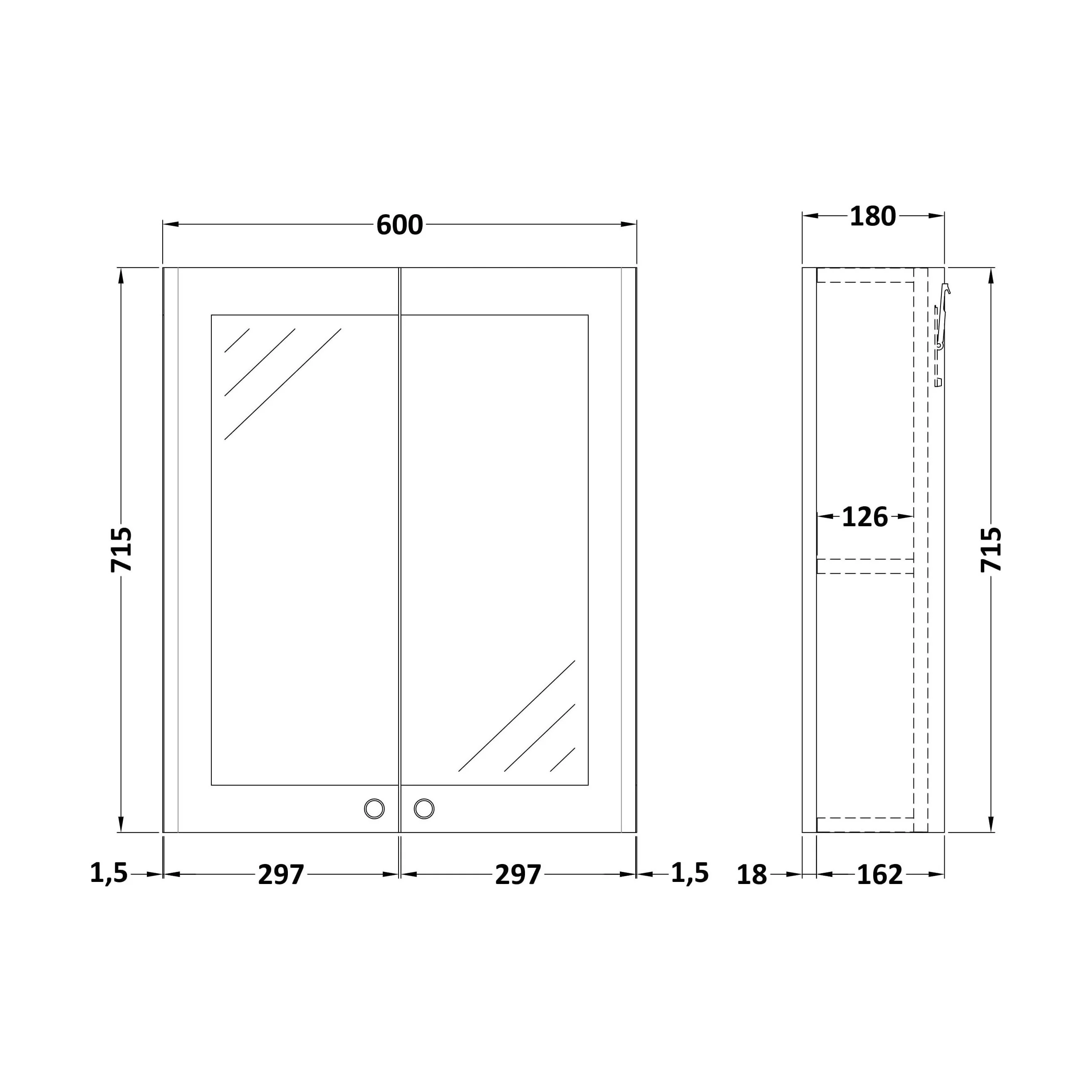 Swynnerton Traditional Wall Hung 2 Soft Close Door Mirror Cabinet, 600mm - Choice of Colour - Image 9