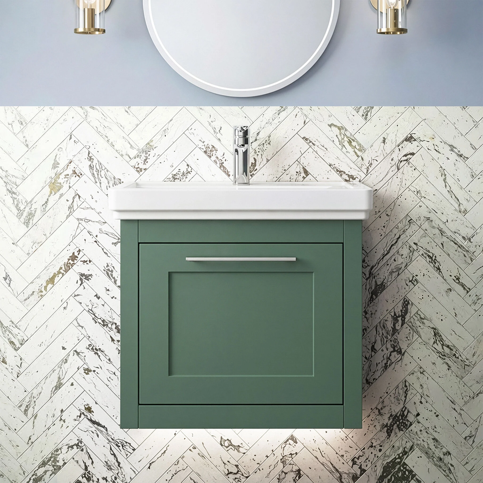 Blithbury Traditional Wall Hung Vanity Basin Unit with Fireclay Basin - Choice of Size, Colour and Basin Type - Image 10
