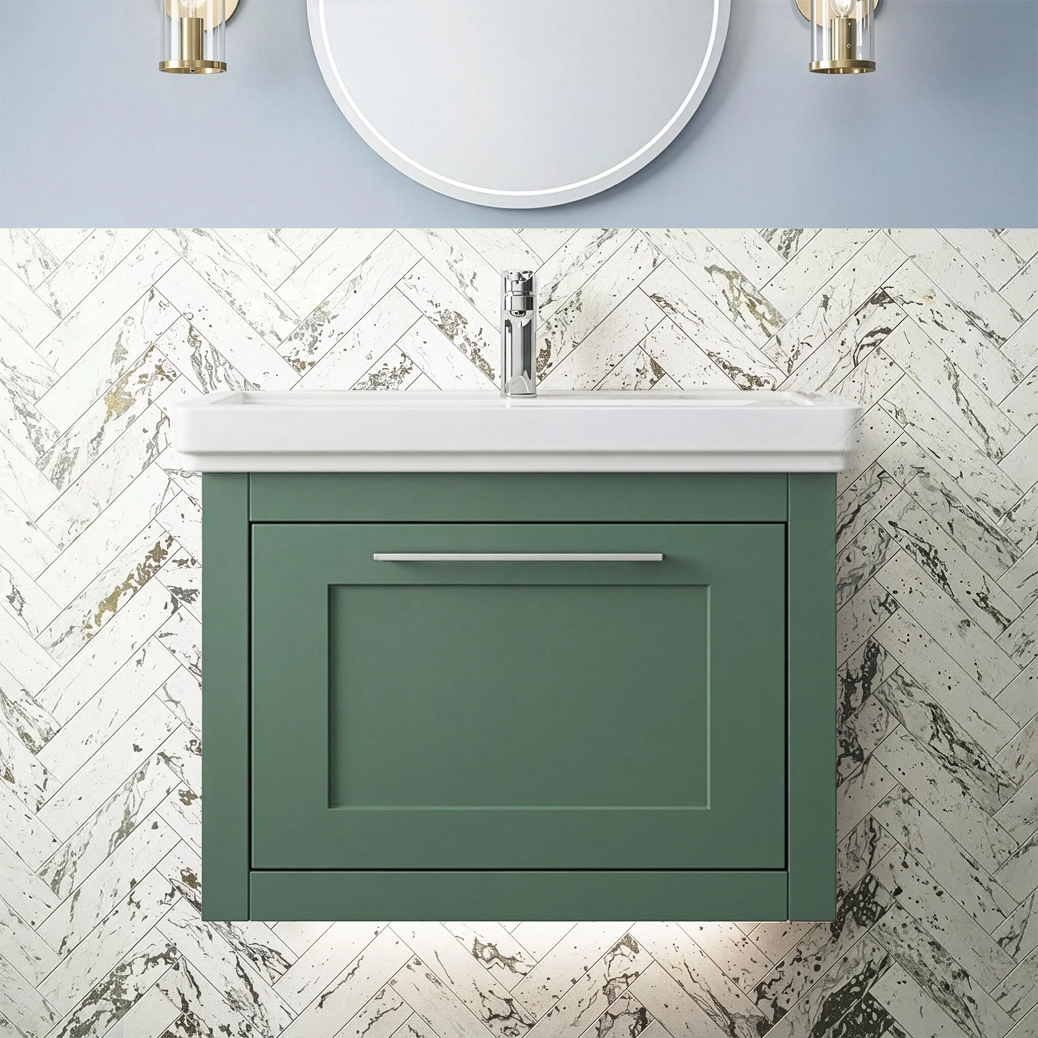 Blithbury Traditional Wall Hung Vanity Basin Unit with Fireclay Basin - Choice of Size, Colour and Basin Type - Image 11